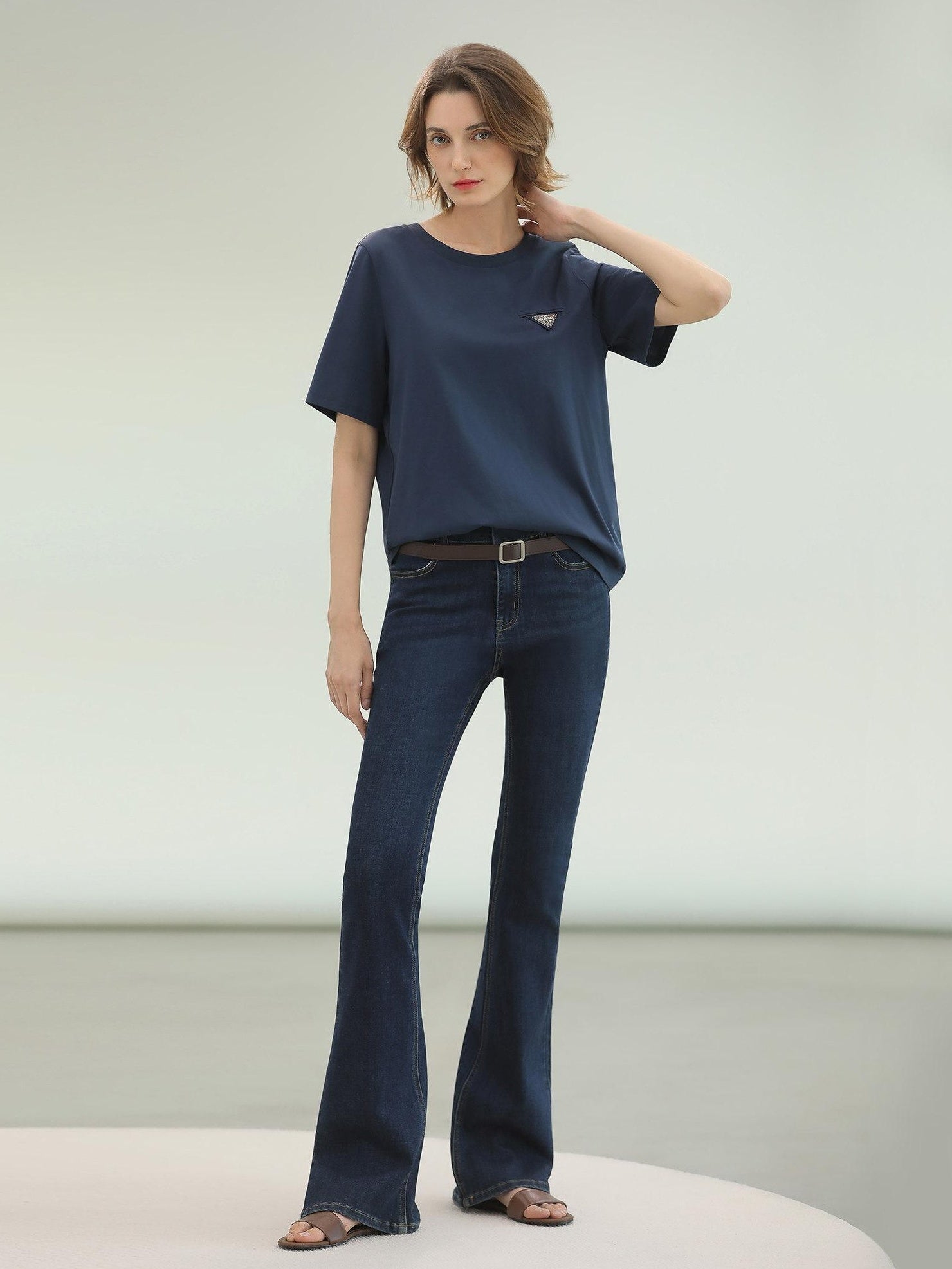 COCOBELLA Stretch High Waist Vintage Skinny Denim Jeans Women Dark Blue Zipper Fly Pants