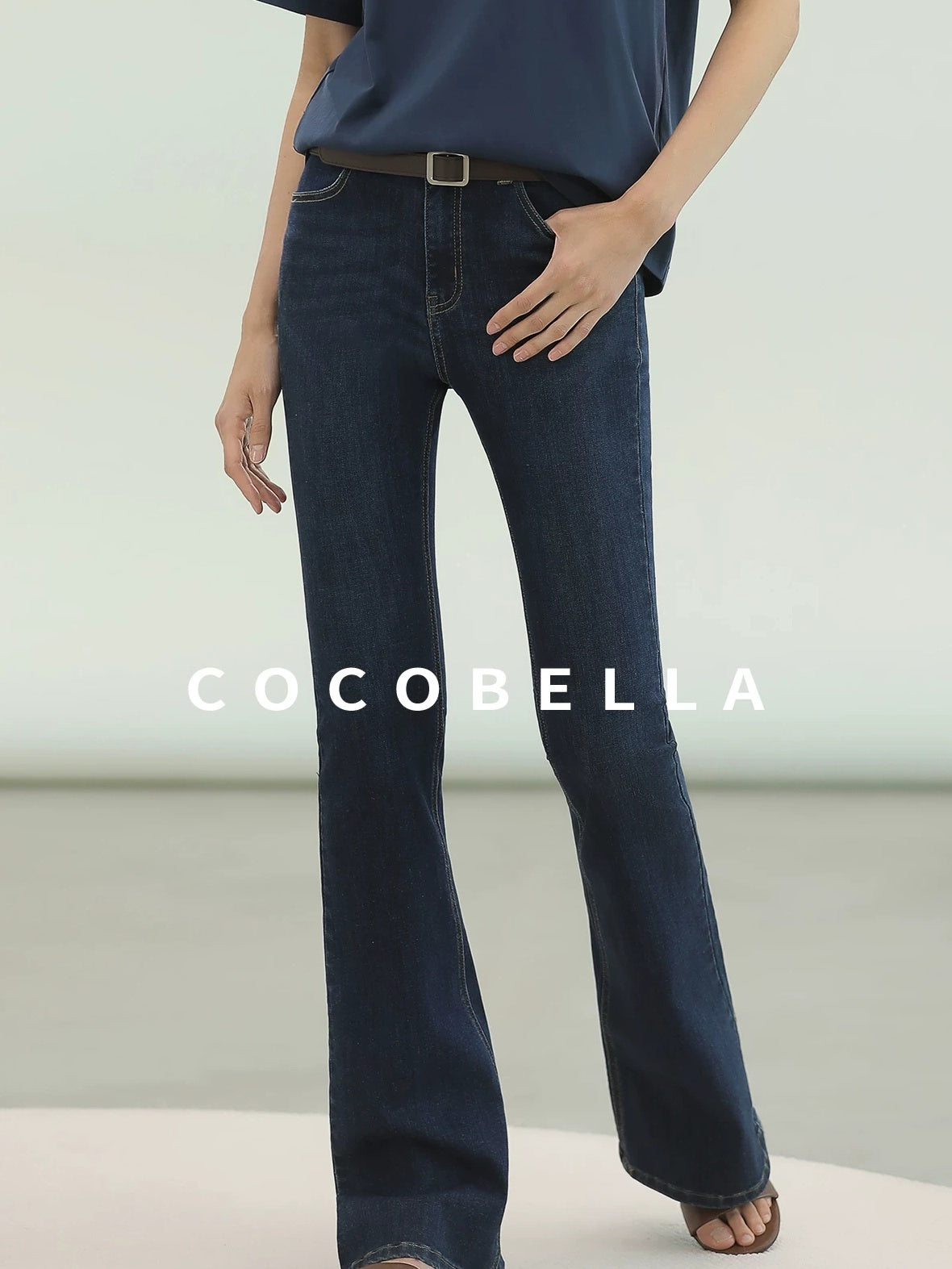 COCOBELLA Stretch High Waist Vintage Skinny Denim Jeans Women Dark Blue Zipper Fly Pants