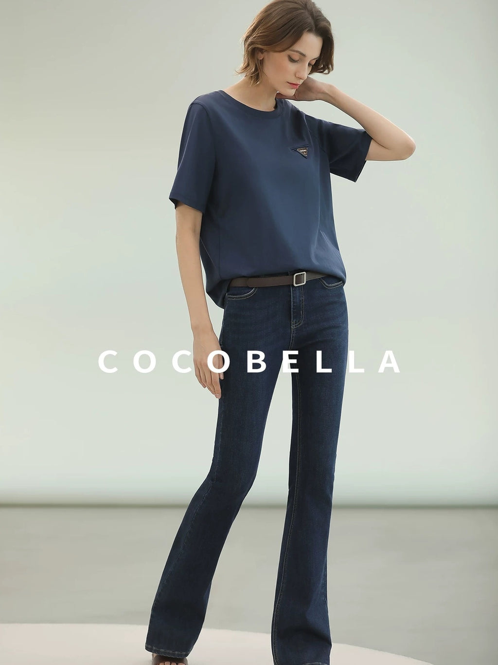 COCOBELLA Stretch High Waist Vintage Skinny Denim Jeans Women Dark Blue Zipper Fly Pants