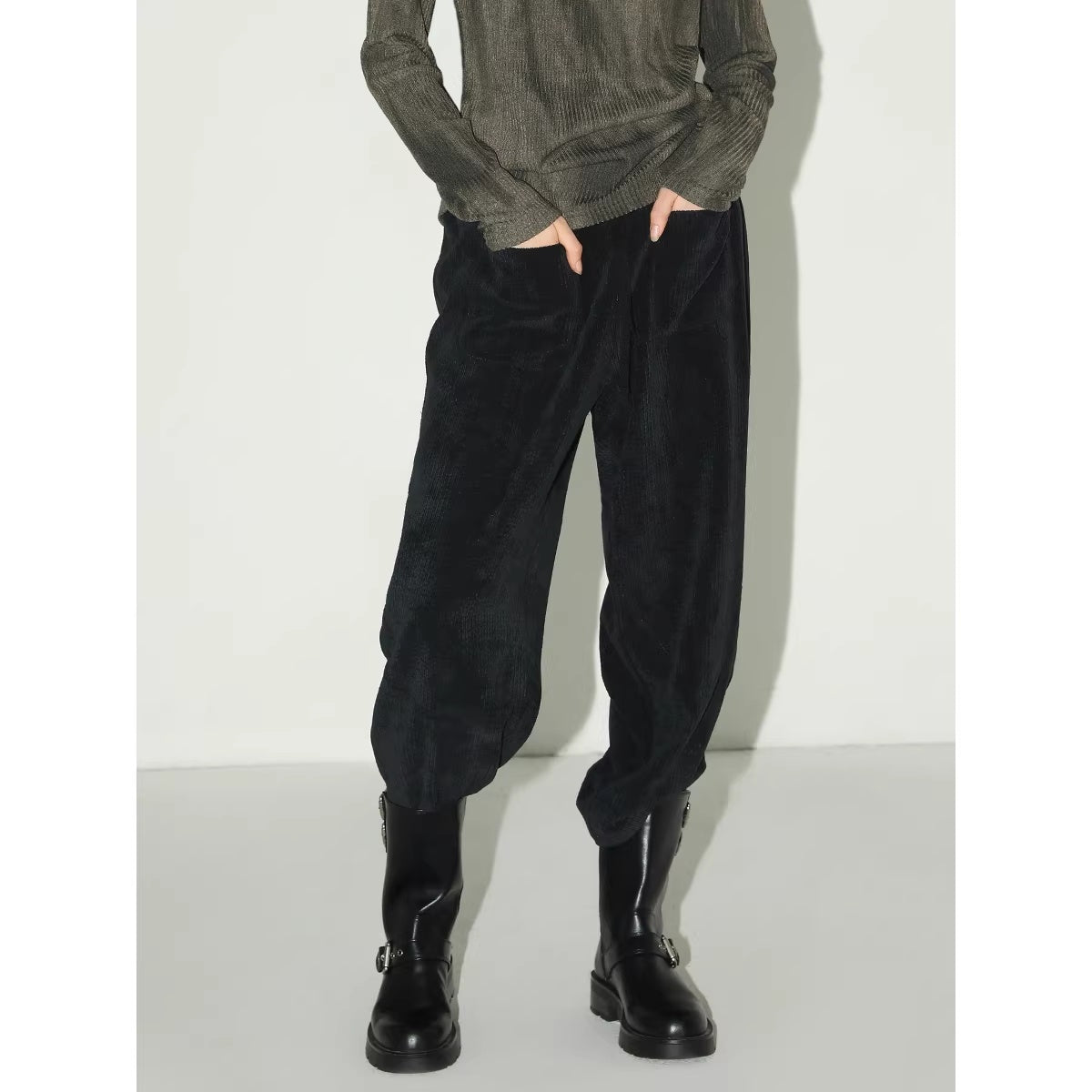 COCOBELLA_Stretch_Mid_Rise_Vintage_Commuter_Harem_Pockets_Women_Charcoal_Pants_MISSTT