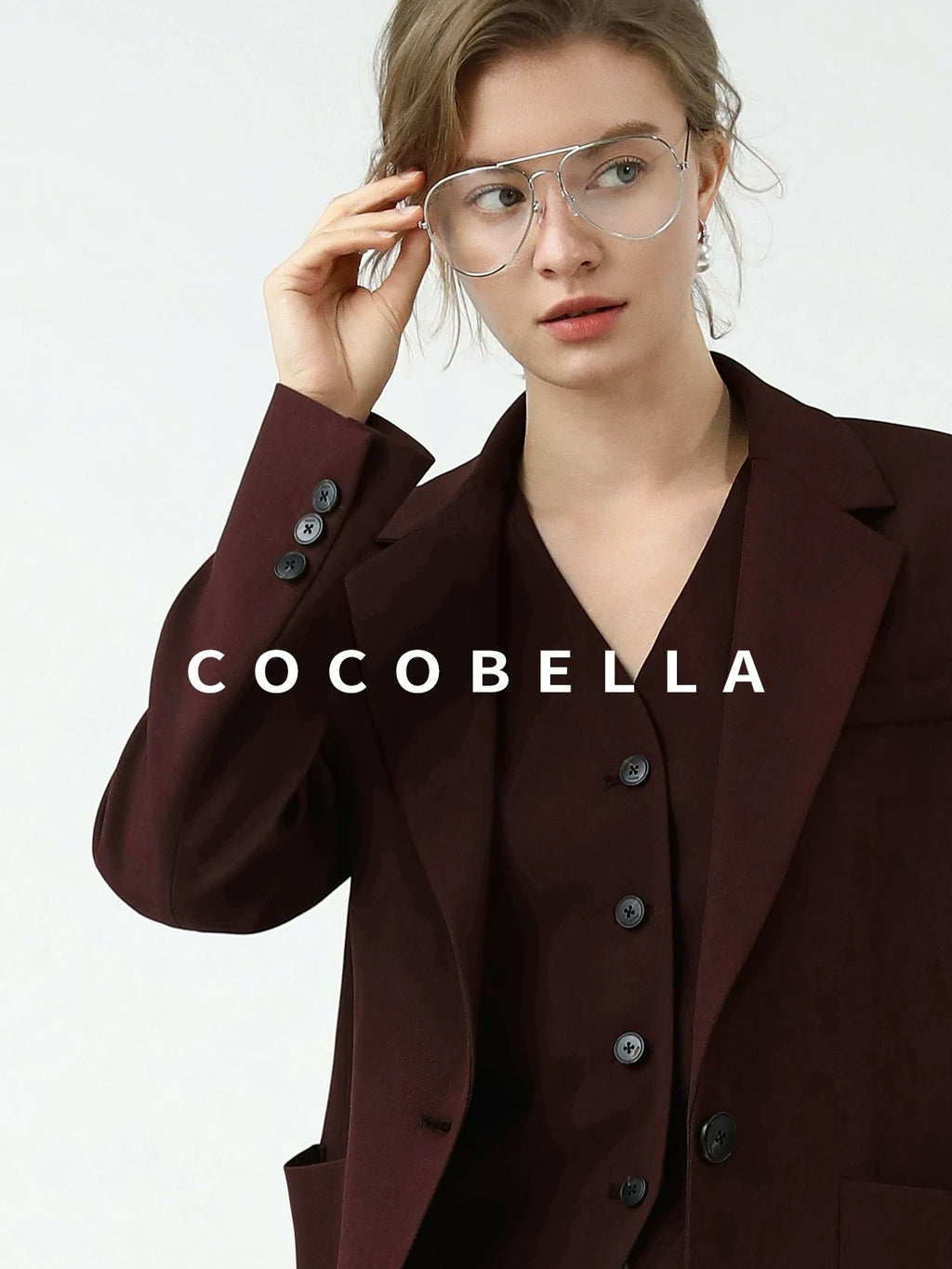 COCOBELLA Stretch Polyester Blend V Neck Short Single Button Commuter Tailored Casual Vest