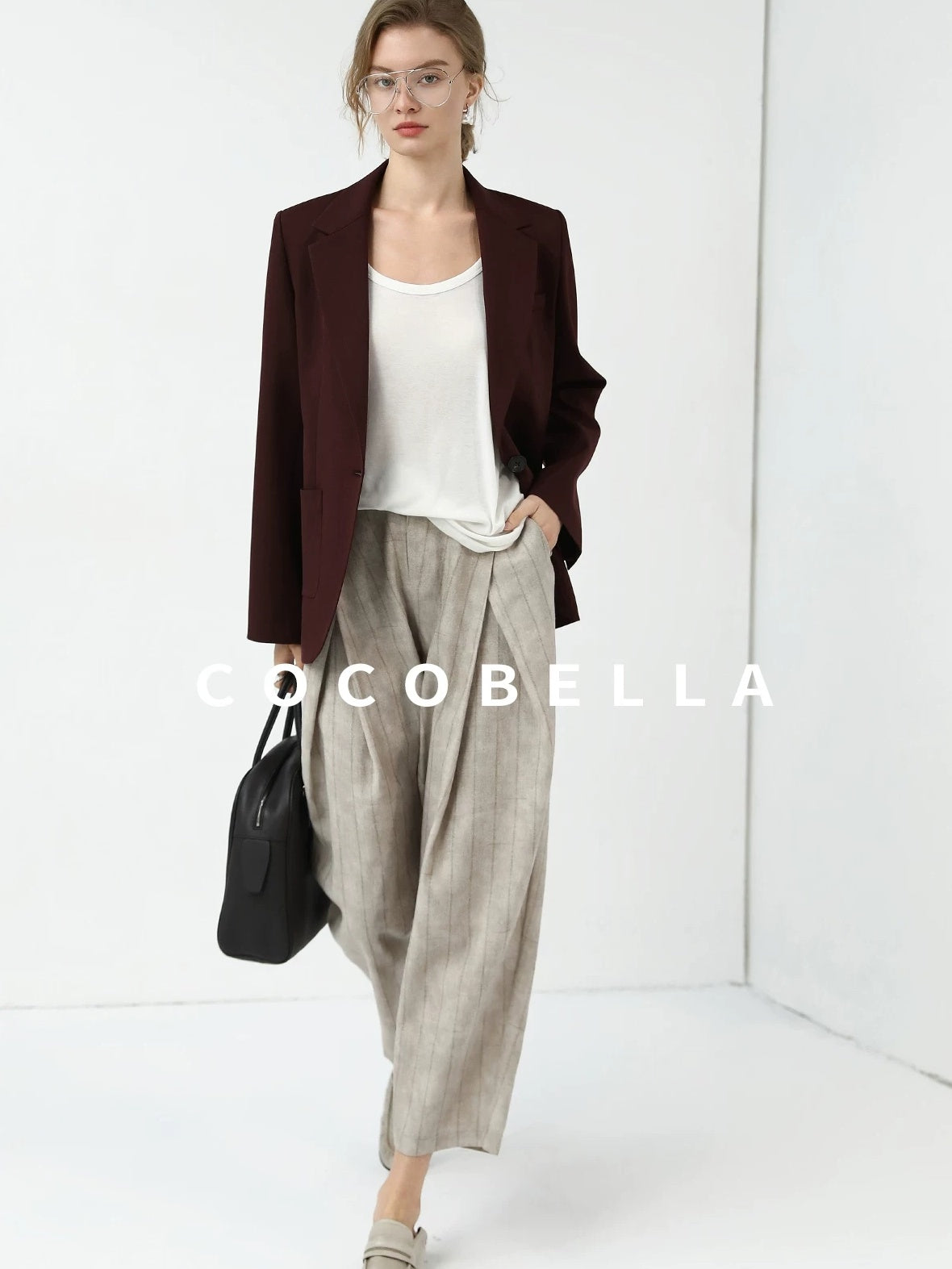 COCOBELLA Stretch Polyester Single Button Straight Cut Office Work Women Solid Red Blazers