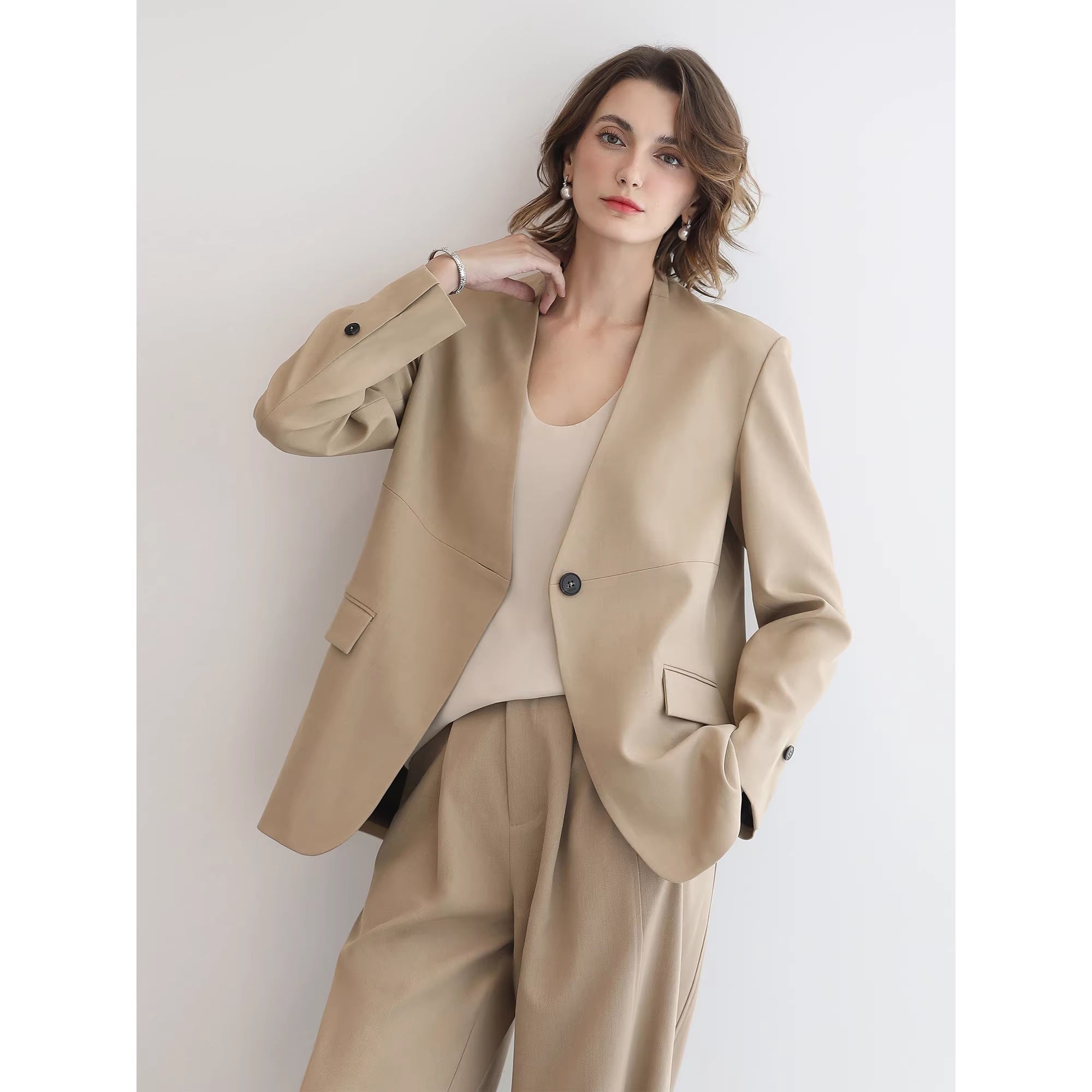 COCOBELLA_Stretch_Polyester_Straight_Fit_One_Button_Women_Work_To_Casual_Blazers_MISSTT