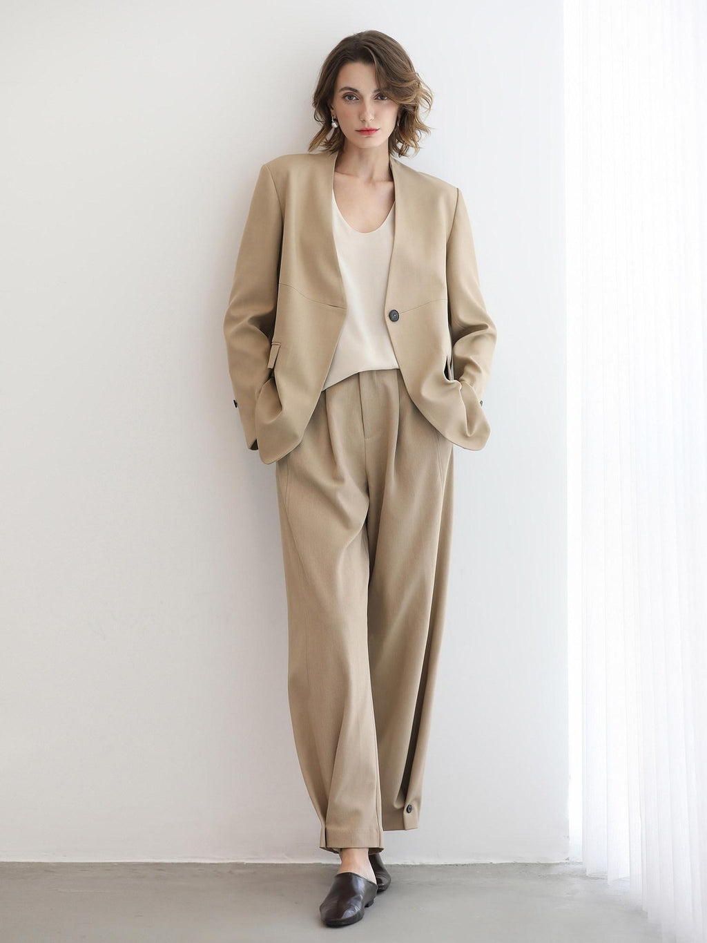 COCOBELLA Stretch Polyester Straight Fit One Button Women Work To Casual Blazers