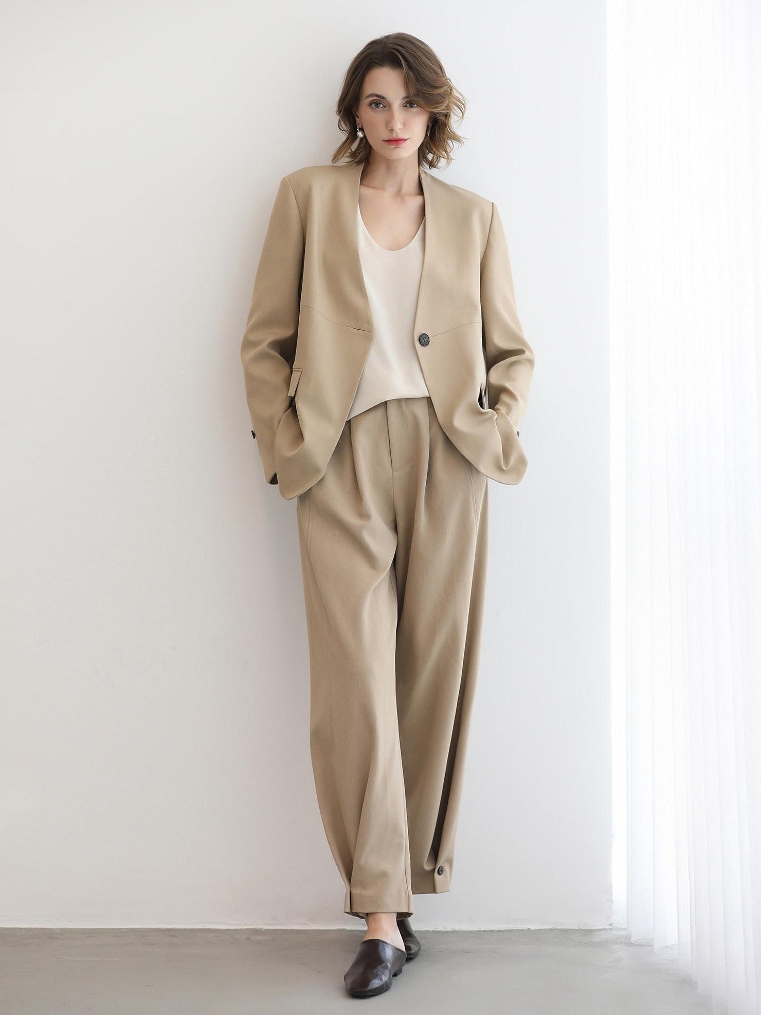 COCOBELLA Stretch Polyester Straight Fit One Button Women Work To Casual Blazers