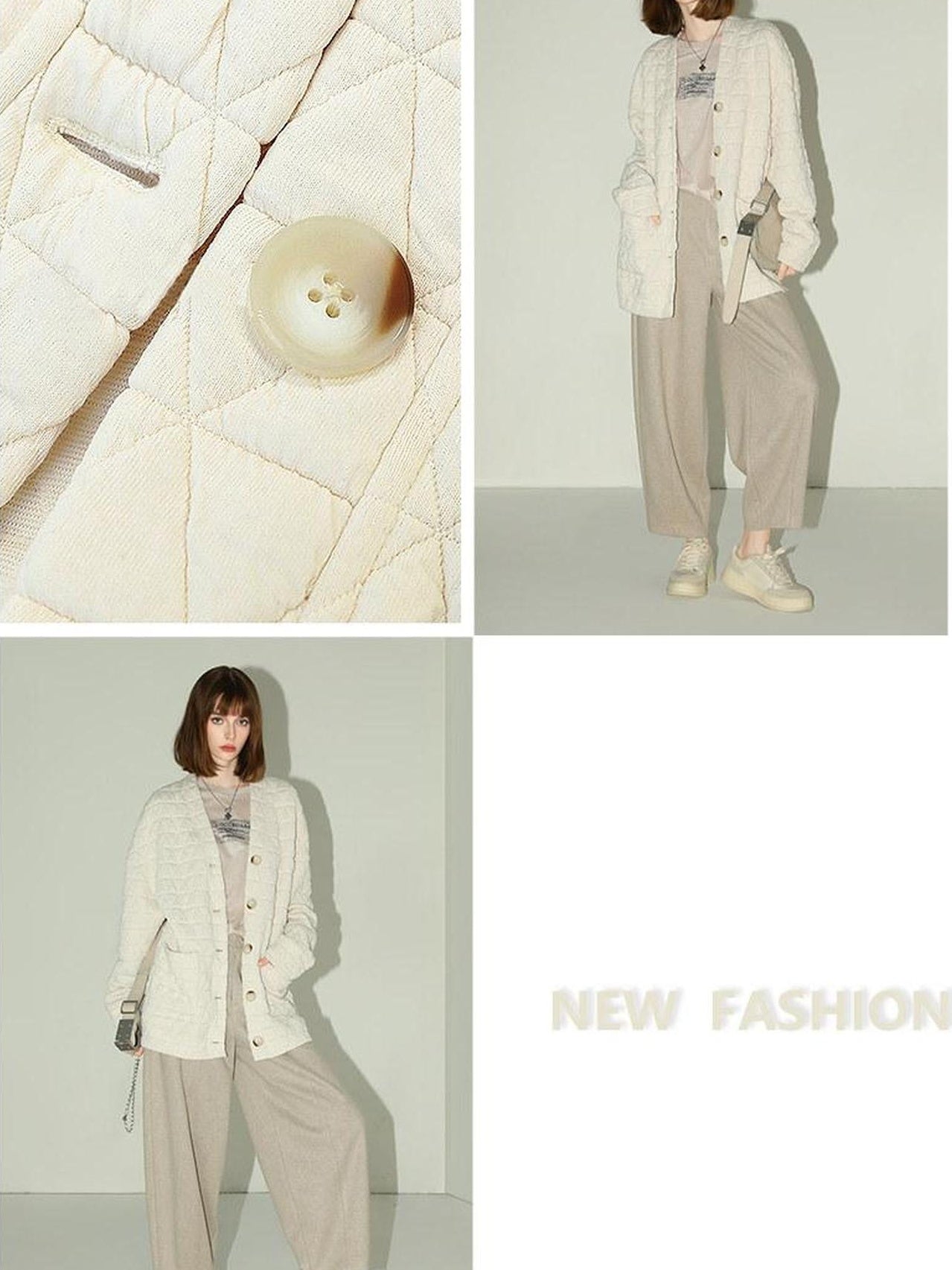 COCOBELLA Stretch Polyester V Neck Button Straight Fit Commuter Women Knit Sweater