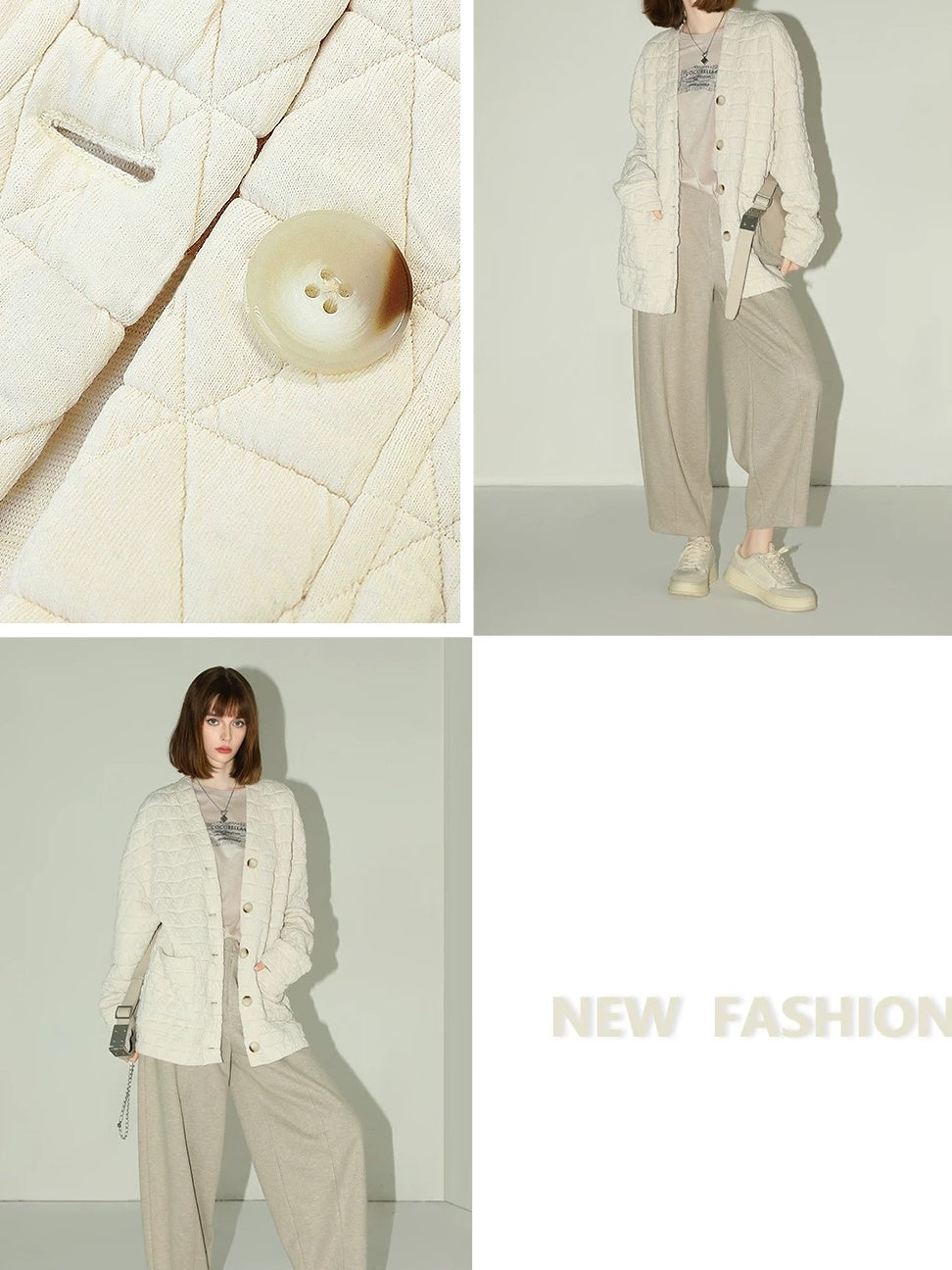 COCOBELLA Stretch Polyester V Neck Button Straight Fit Commuter Women Knit Sweater