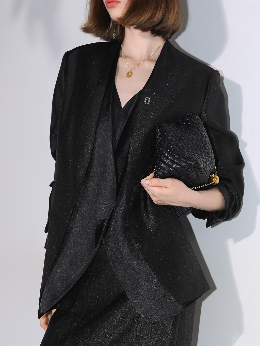 COCOBELLA Structured Straight Cut Patchwork Mesh Pocket Office Women Tailored Blazers