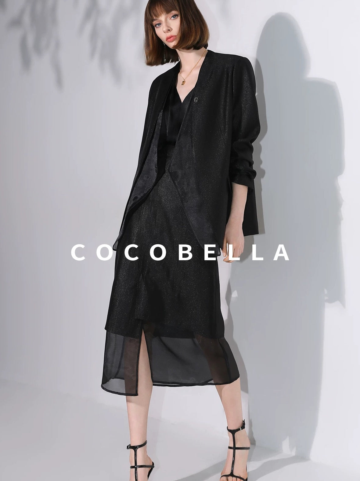 COCOBELLA Structured Straight Cut Patchwork Mesh Pocket Office Women Tailored Blazers