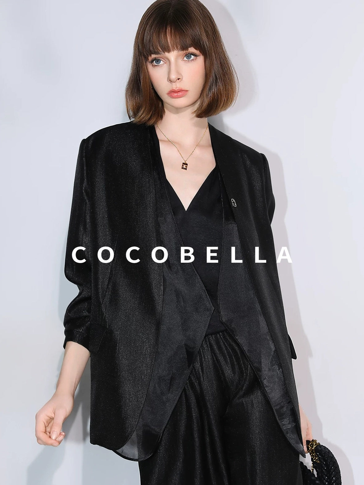 COCOBELLA Structured Straight Cut Patchwork Mesh Pocket Office Women Tailored Blazers