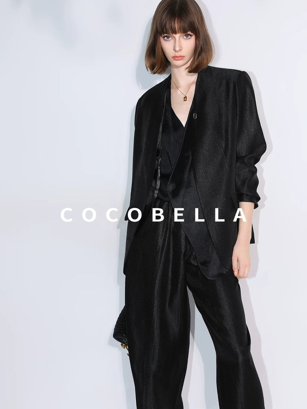COCOBELLA Structured Straight Cut Patchwork Mesh Pocket Office Women Tailored Blazers