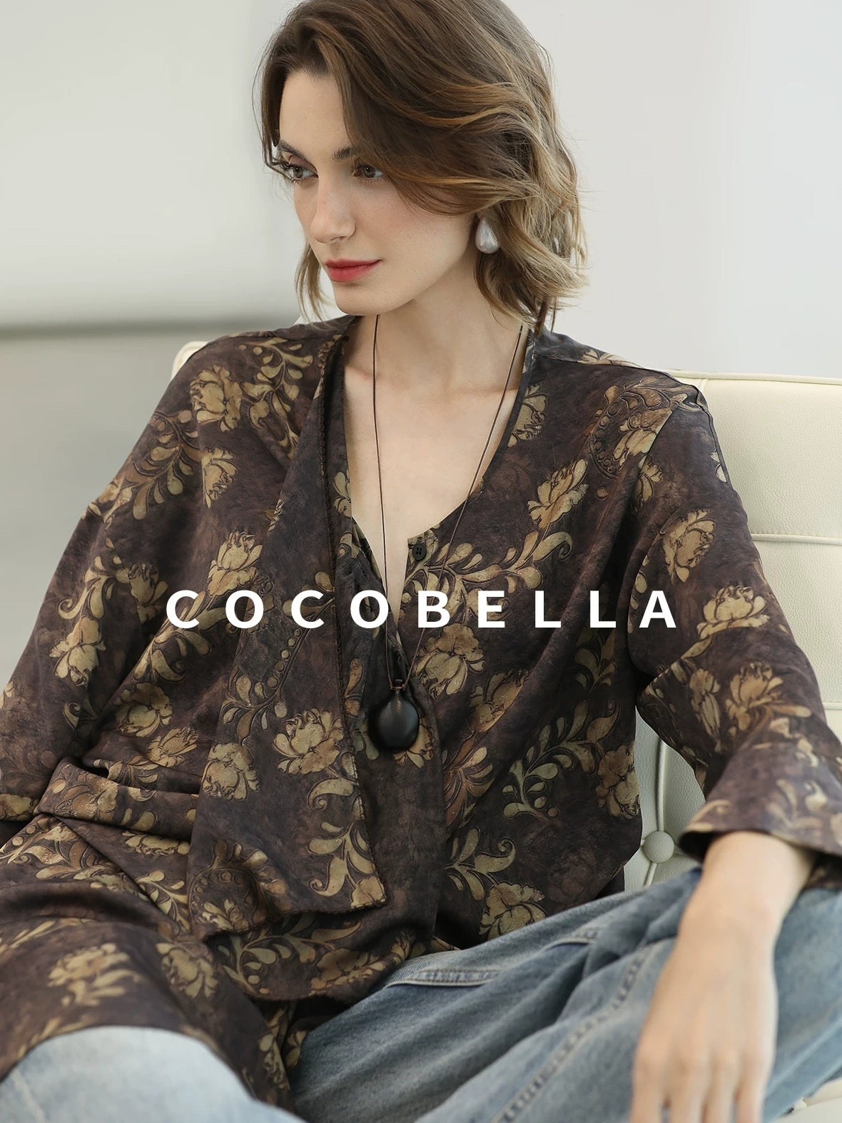 COCOBELLA Sun Protection Elegant Loose Asymmetric Floral Ruffle Women Long Sleeve Shirts