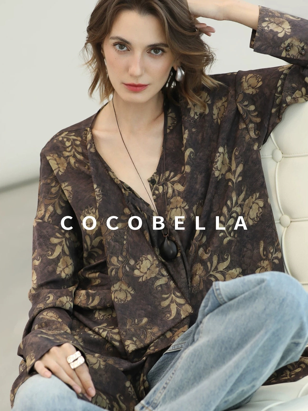 COCOBELLA Sun Protection Elegant Loose Asymmetric Floral Ruffle Women Long Sleeve Shirts