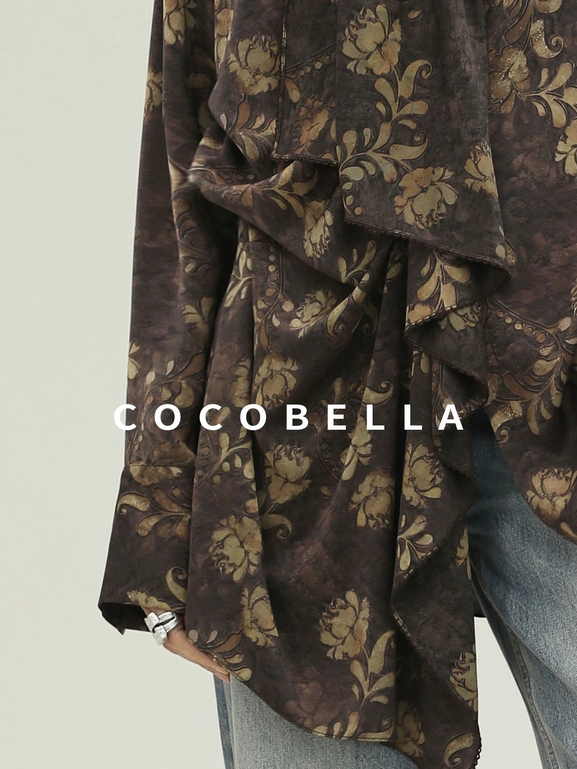 COCOBELLA Sun Protection Elegant Loose Asymmetric Floral Ruffle Women Long Sleeve Shirts