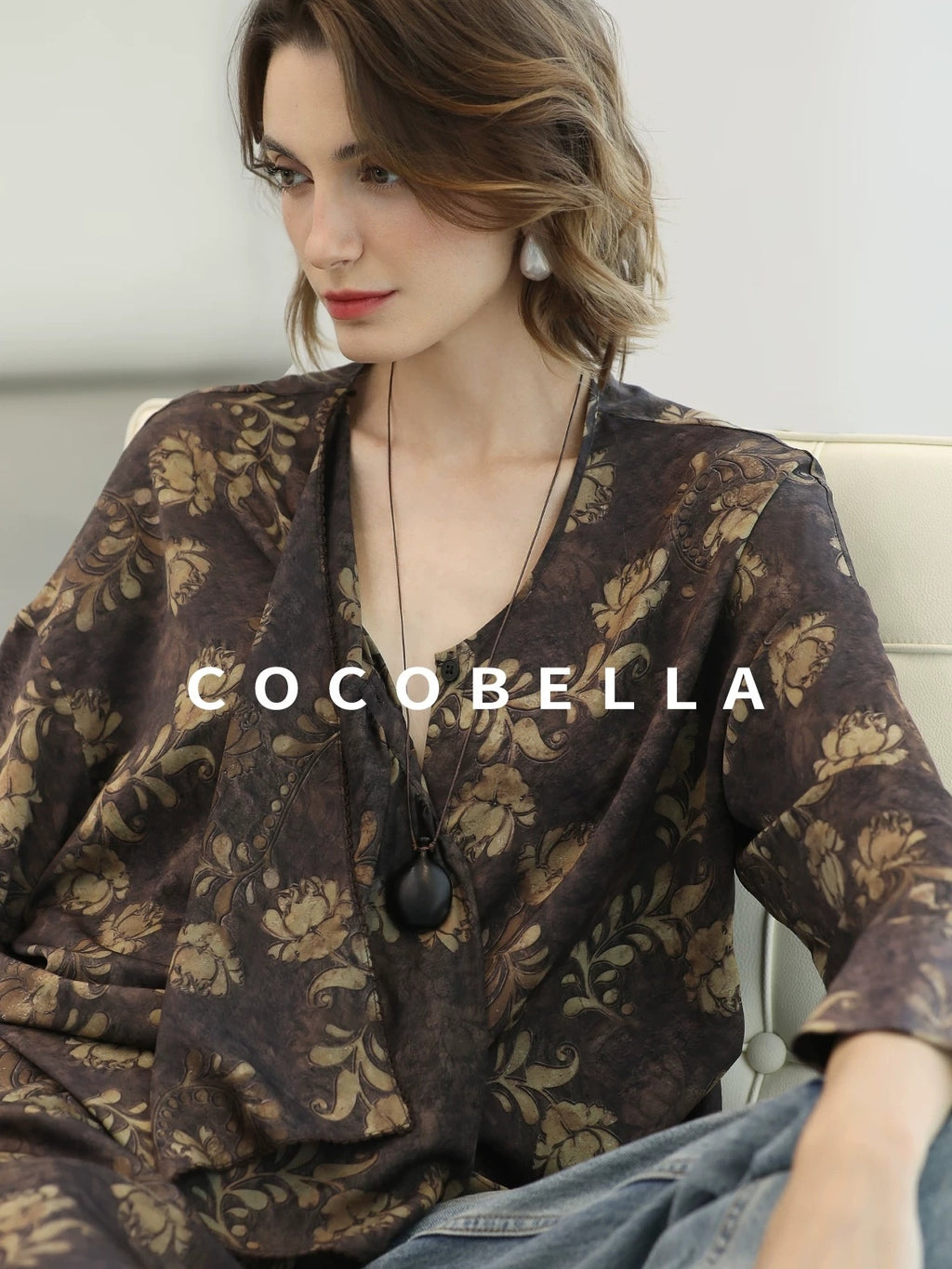 COCOBELLA Sun Protection Elegant Loose Asymmetric Floral Ruffle Women Long Sleeve Shirts