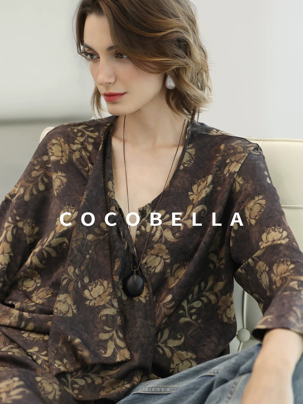COCOBELLA Sun Protection Elegant Loose Asymmetric Floral Ruffle Women Long Sleeve Shirts
