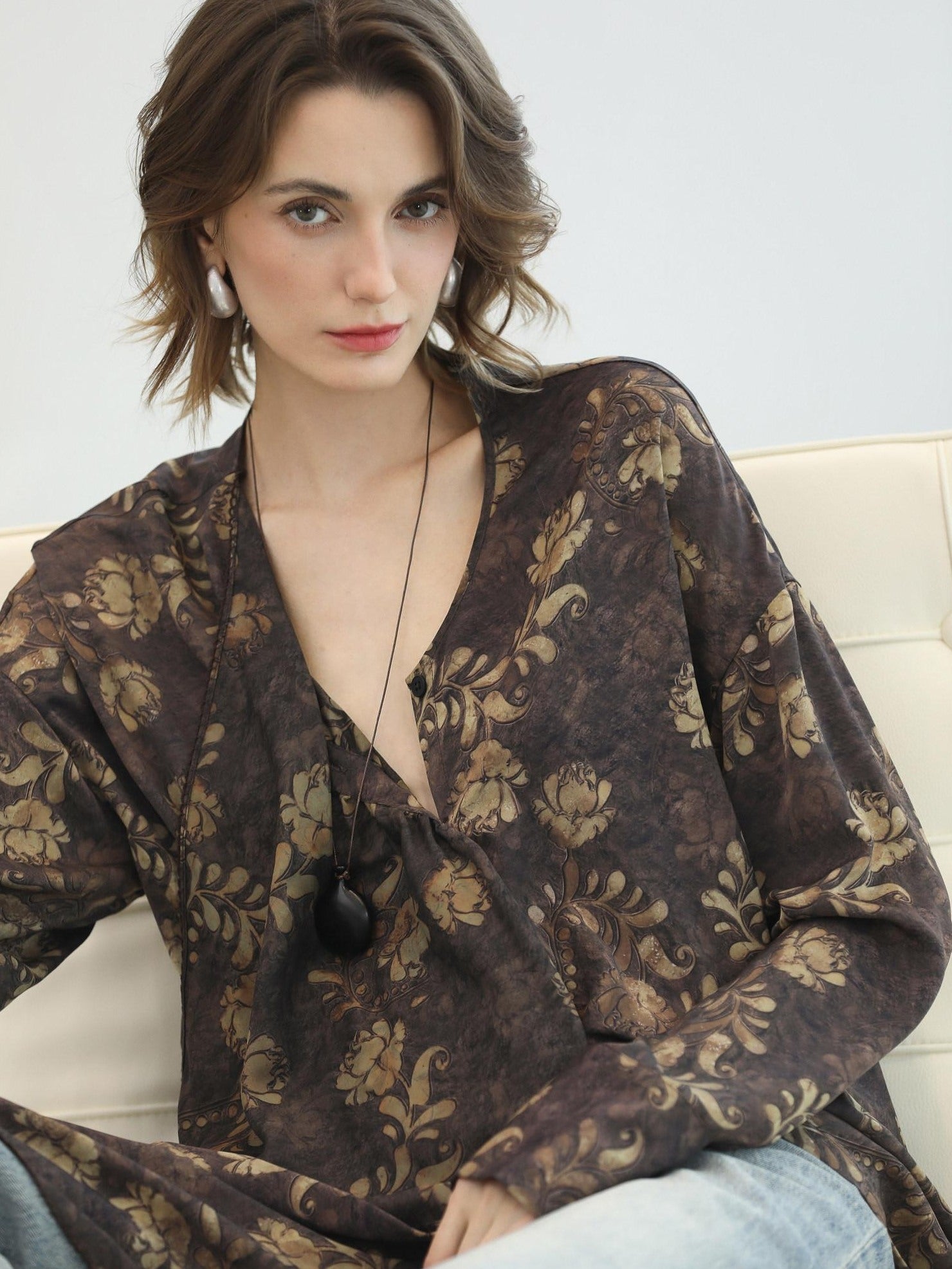 COCOBELLA Sun Protection Elegant Loose Asymmetric Floral Ruffle Women Long Sleeve Shirts