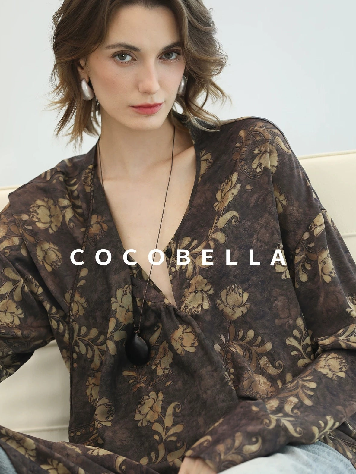 COCOBELLA Sun Protection Elegant Loose Asymmetric Floral Ruffle Women Long Sleeve Shirts