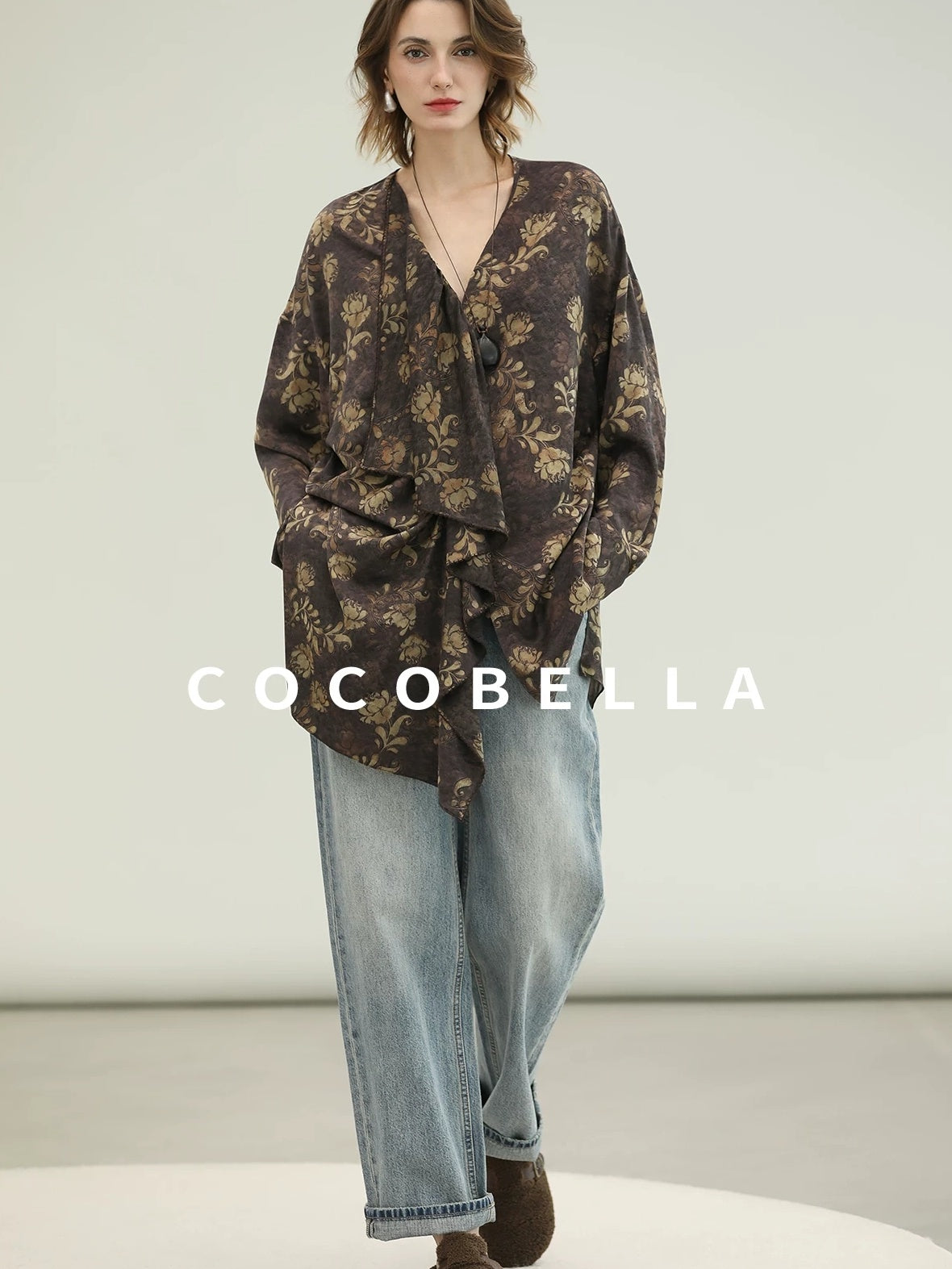 COCOBELLA Sun Protection Elegant Loose Asymmetric Floral Ruffle Women Long Sleeve Shirts