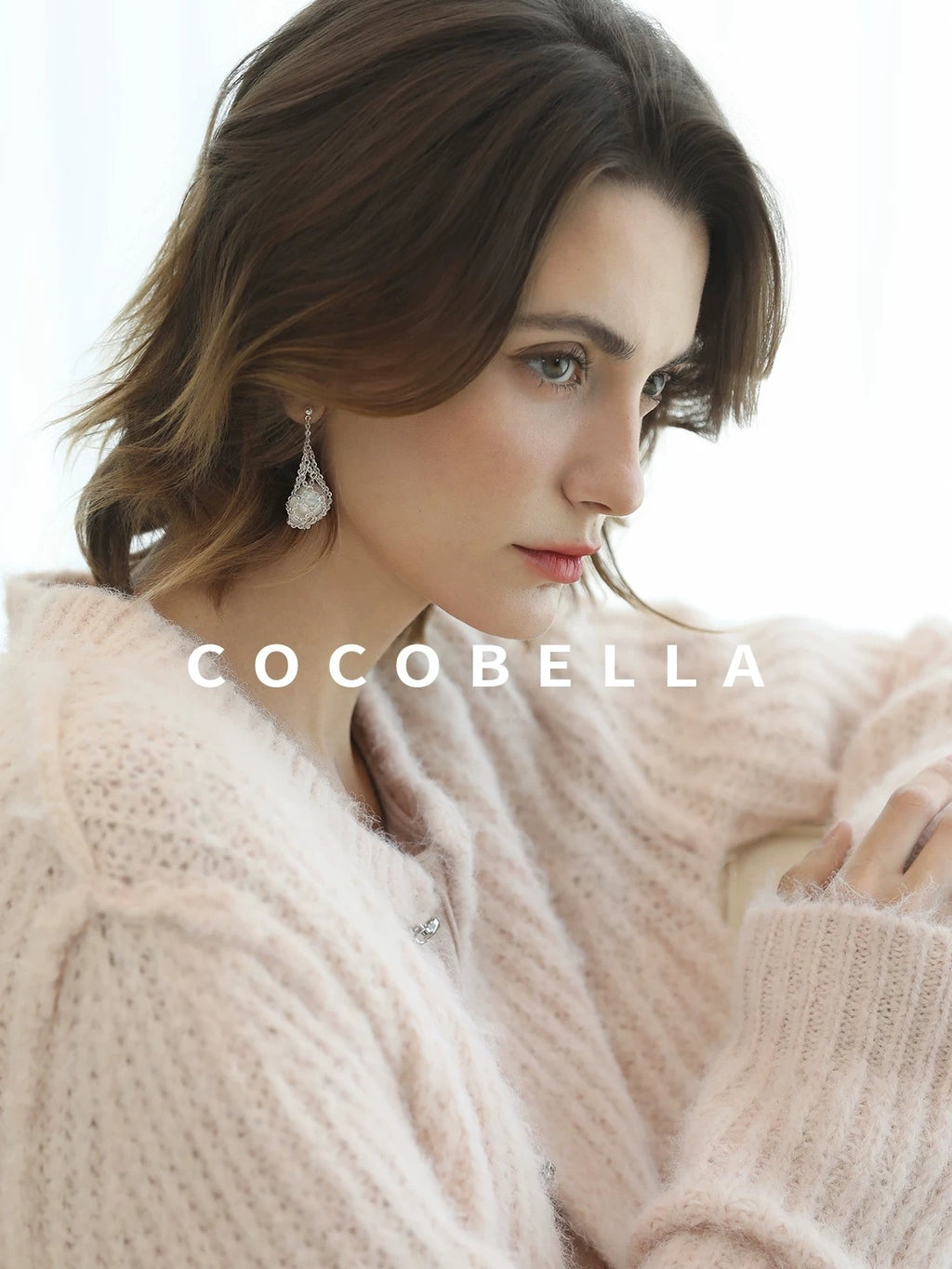 COCOBELLA Sweet Button Cardigan Straight Fit Round Neck Women Cloud Pink Sweater