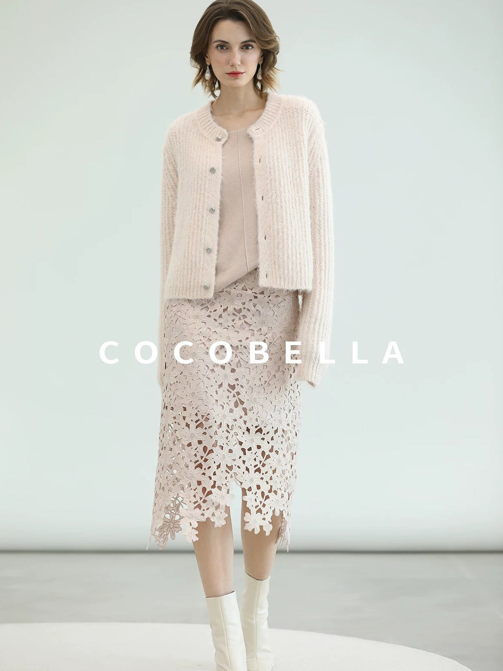 COCOBELLA Sweet Button Cardigan Straight Fit Round Neck Women Cloud Pink Sweater