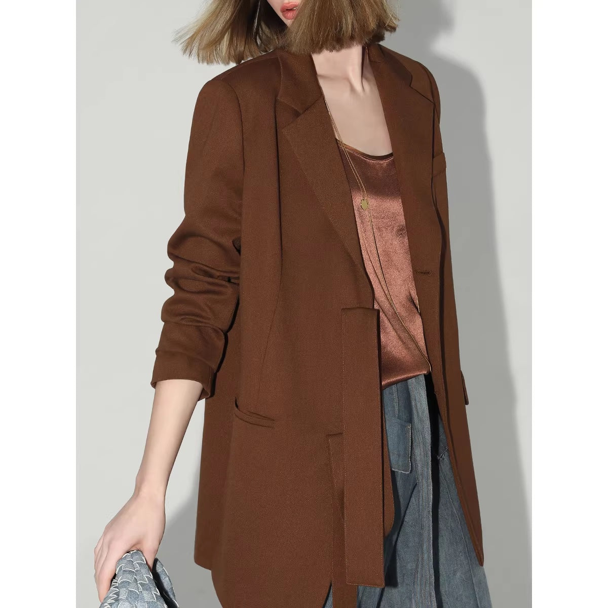 COCOBELLA_Tailored_Chestnut_Slim_Fit_Single_Breasted_Notched_Lapel_Office_Workwear_Blazers_MISSTT