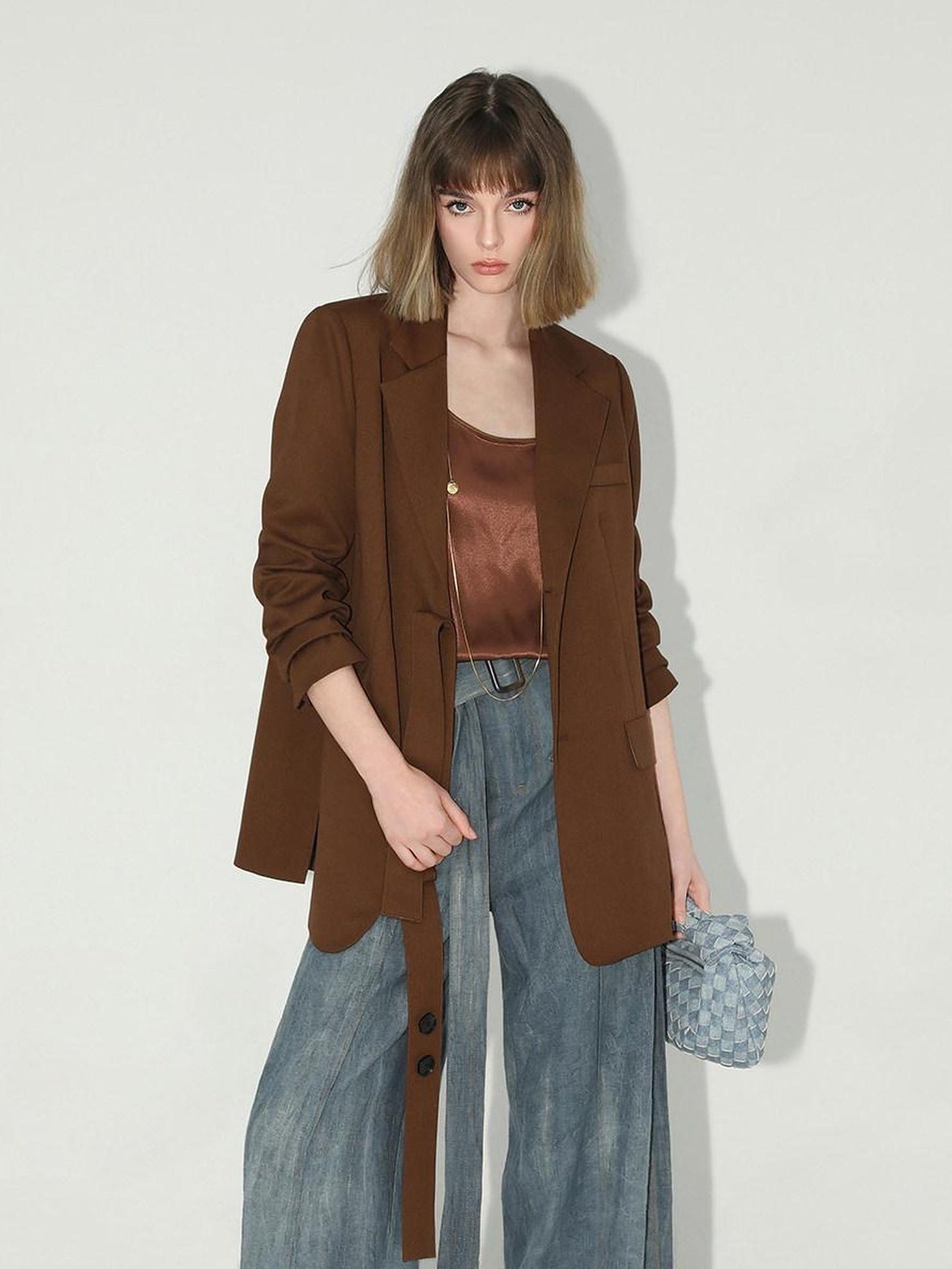 COCOBELLA Tailored Chestnut Slim Fit Single Breasted Notched Lapel Office Workwear Blazers