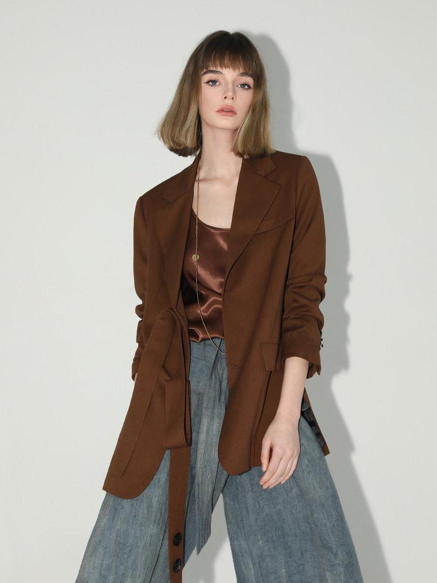 COCOBELLA Tailored Chestnut Slim Fit Single Breasted Notched Lapel Office Workwear Blazers