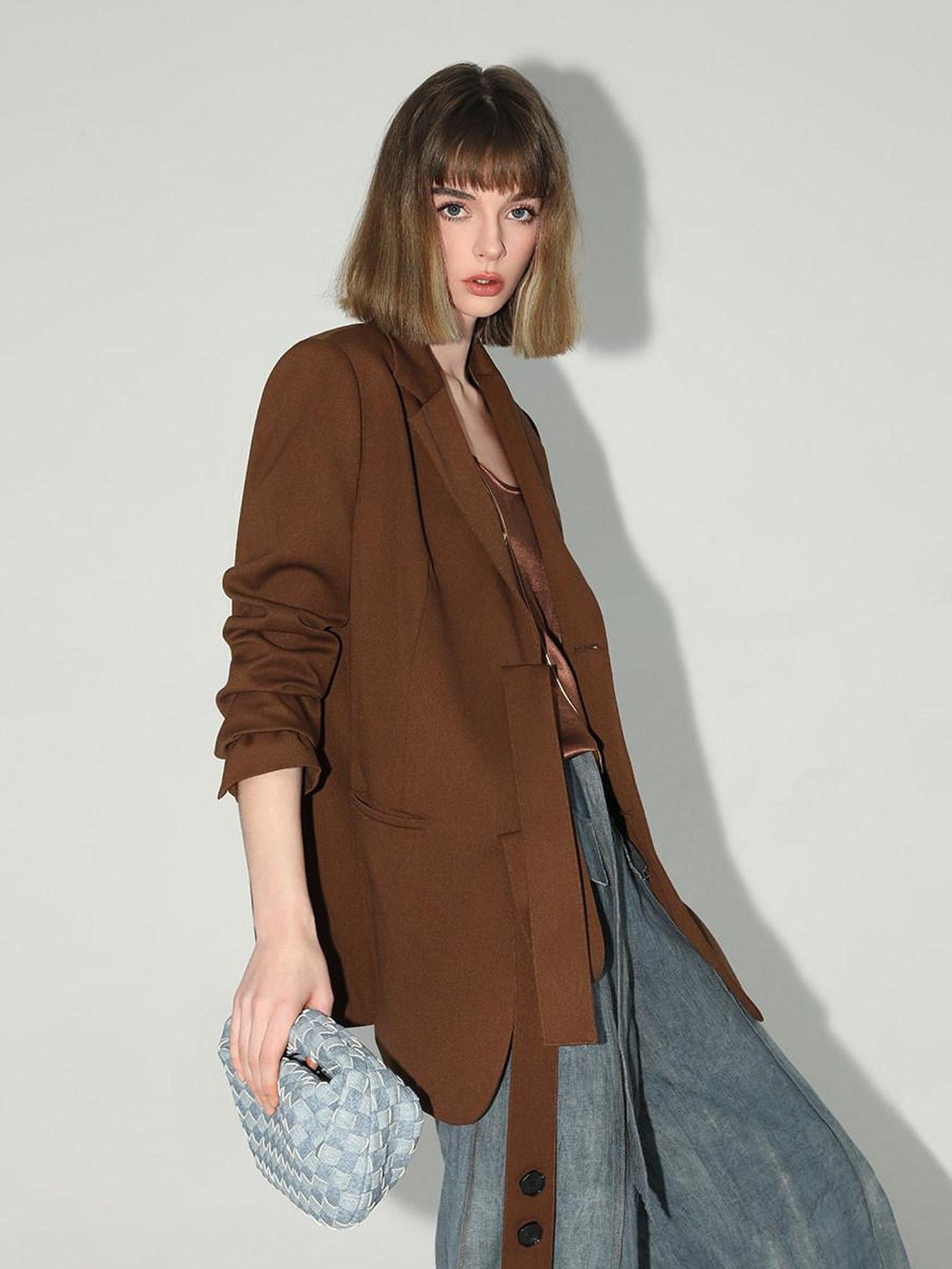 COCOBELLA Tailored Chestnut Slim Fit Single Breasted Notched Lapel Office Workwear Blazers