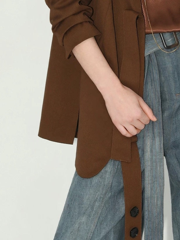 COCOBELLA Tailored Chestnut Slim Fit Single Breasted Notched Lapel Office Workwear Blazers