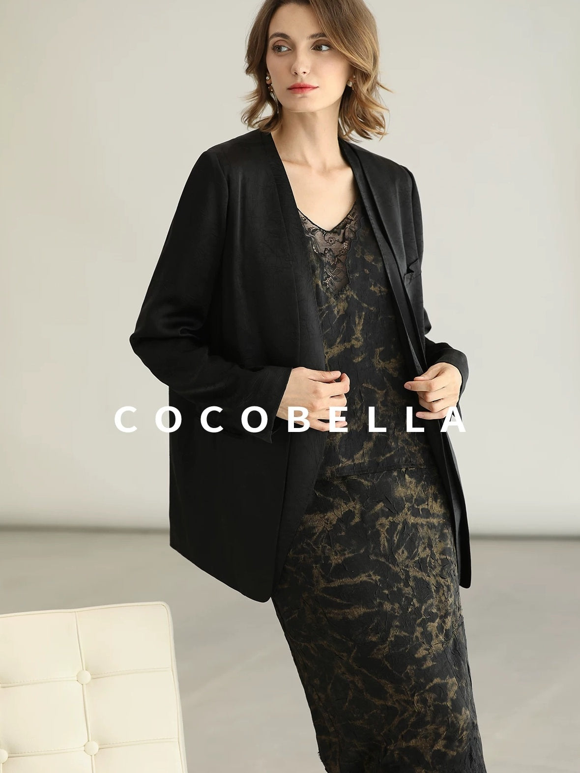 COCOBELLA Tailored One Button Straight Cut Pockets Women Commuter Black Blazers