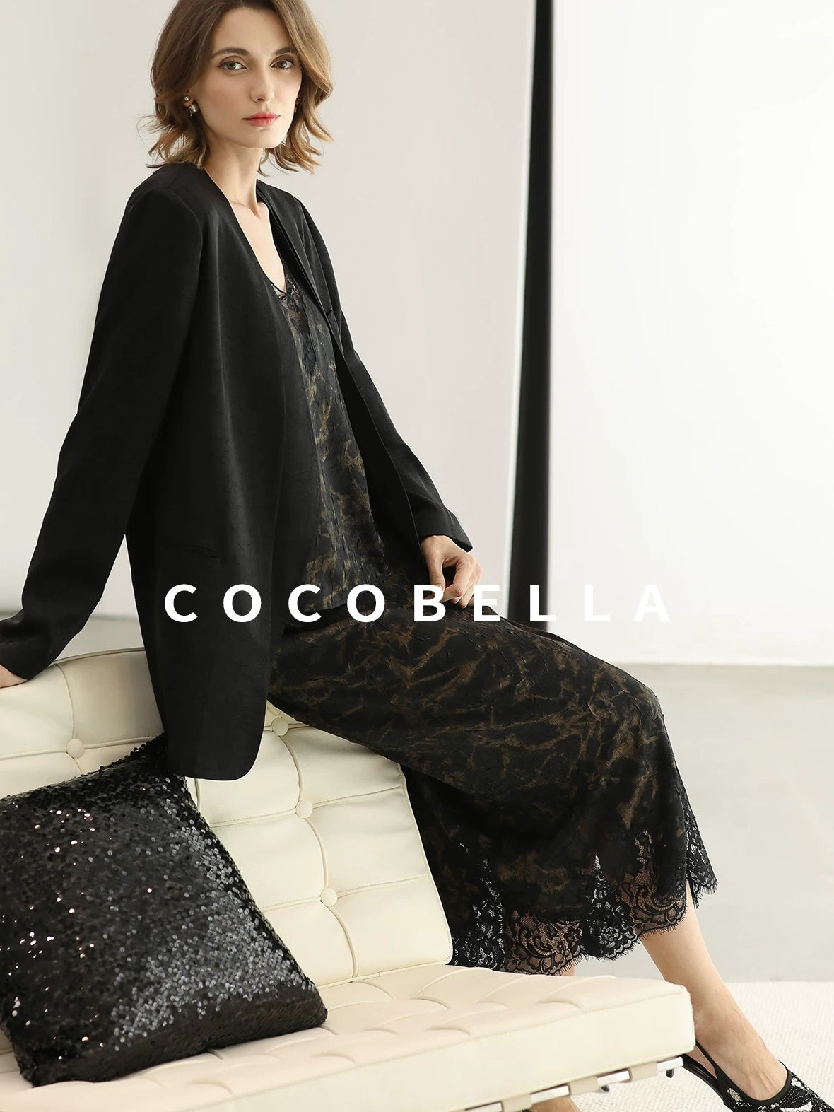 COCOBELLA Tailored One Button Straight Cut Pockets Women Commuter Black Blazers