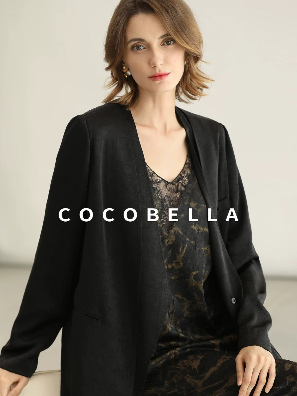 COCOBELLA Tailored One Button Straight Cut Pockets Women Commuter Black Blazers