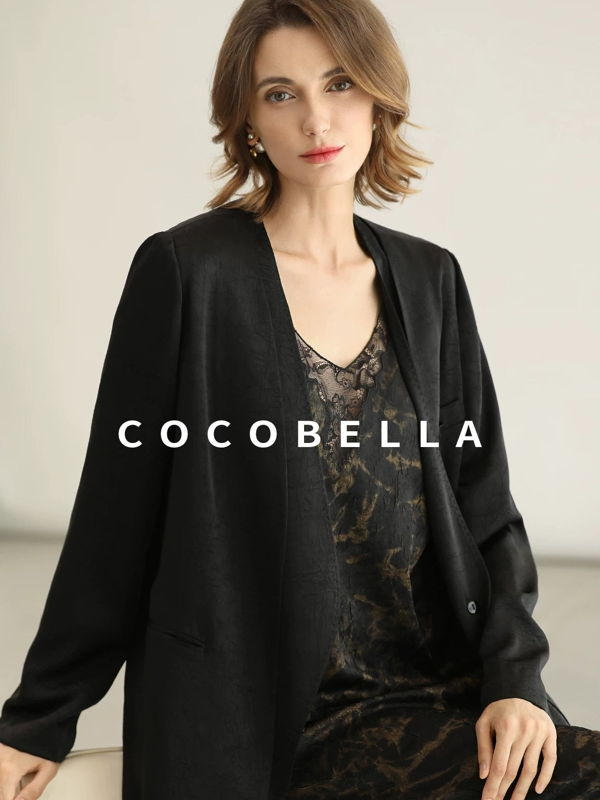 COCOBELLA Tailored One Button Straight Cut Pockets Women Commuter Black Blazers