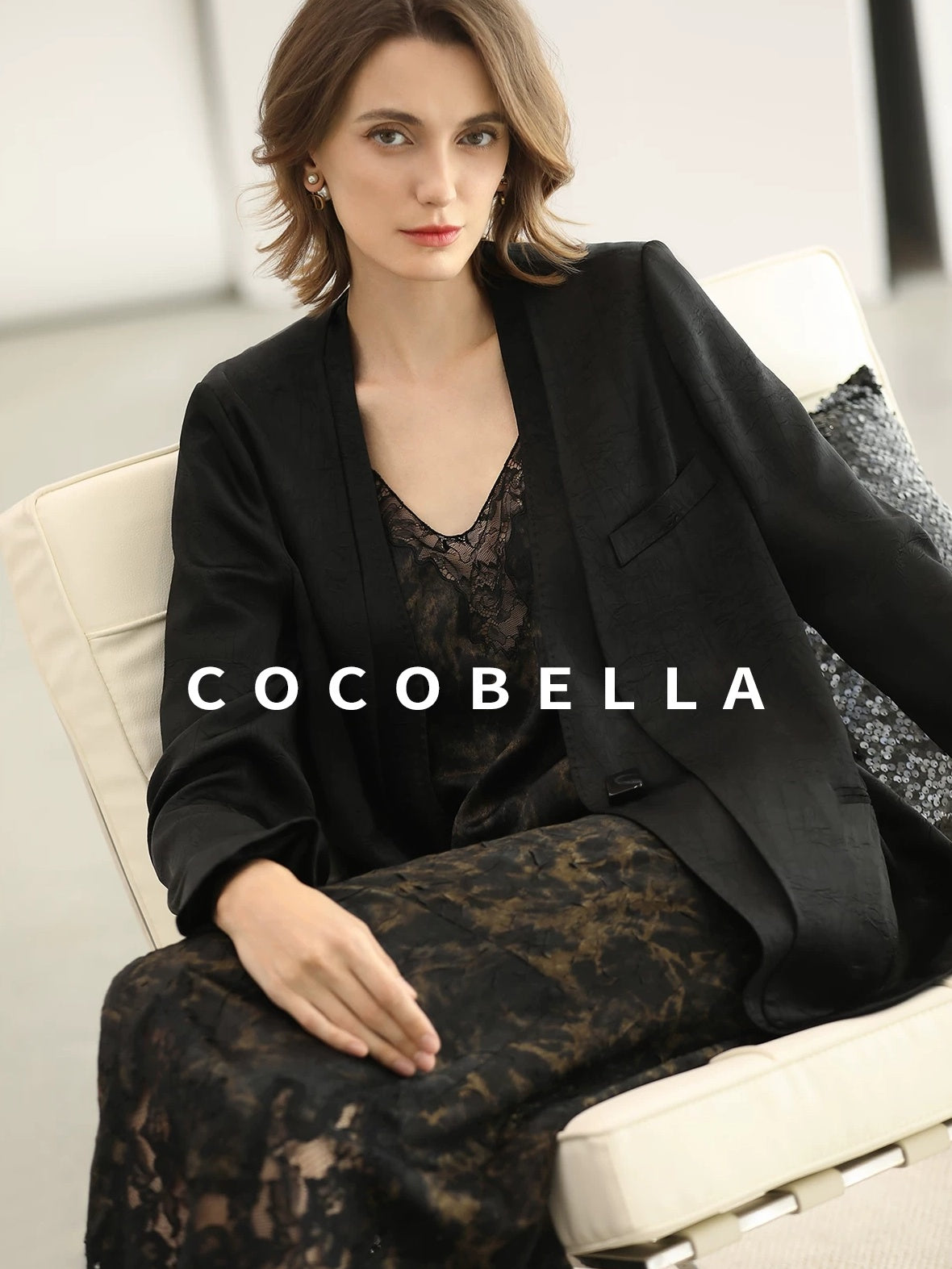 COCOBELLA Tailored One Button Straight Cut Pockets Women Commuter Black Blazers