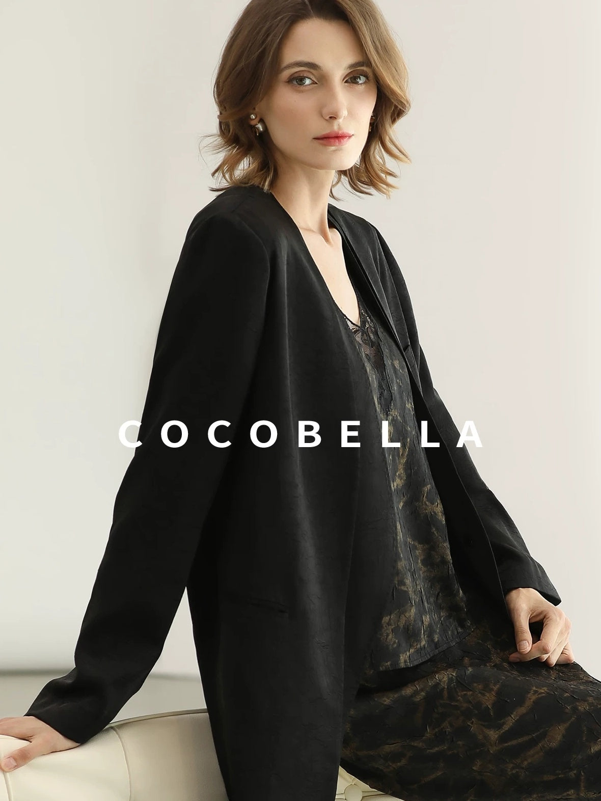 COCOBELLA Tailored One Button Straight Cut Pockets Women Commuter Black Blazers