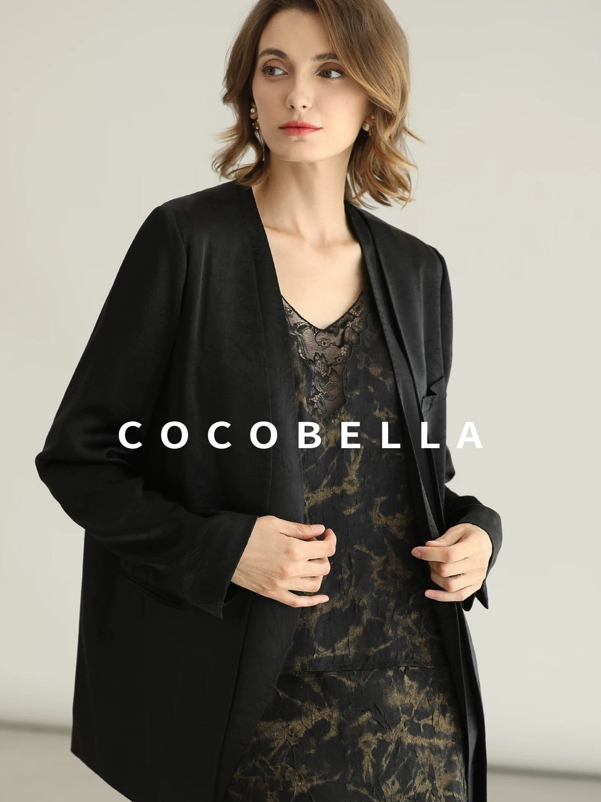COCOBELLA Tailored One Button Straight Cut Pockets Women Commuter Black Blazers