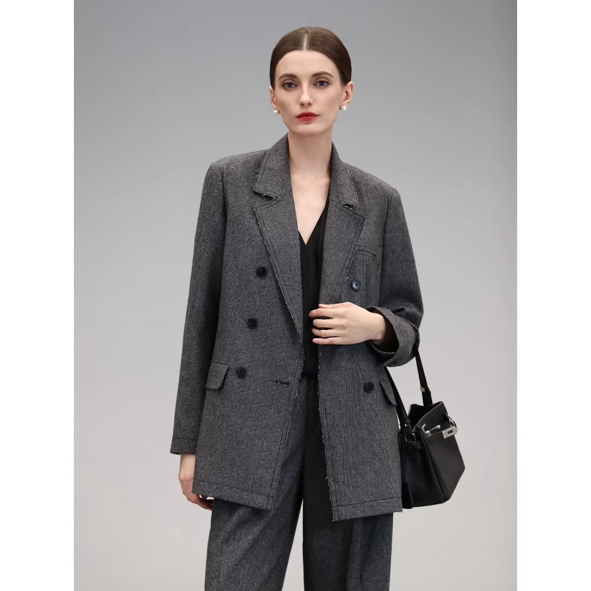 COCOBELLA_Tailored_Wool_Blend_Double_Breasted_Houndstooth_Straight_Fit_Office_Blazers_MISSTT