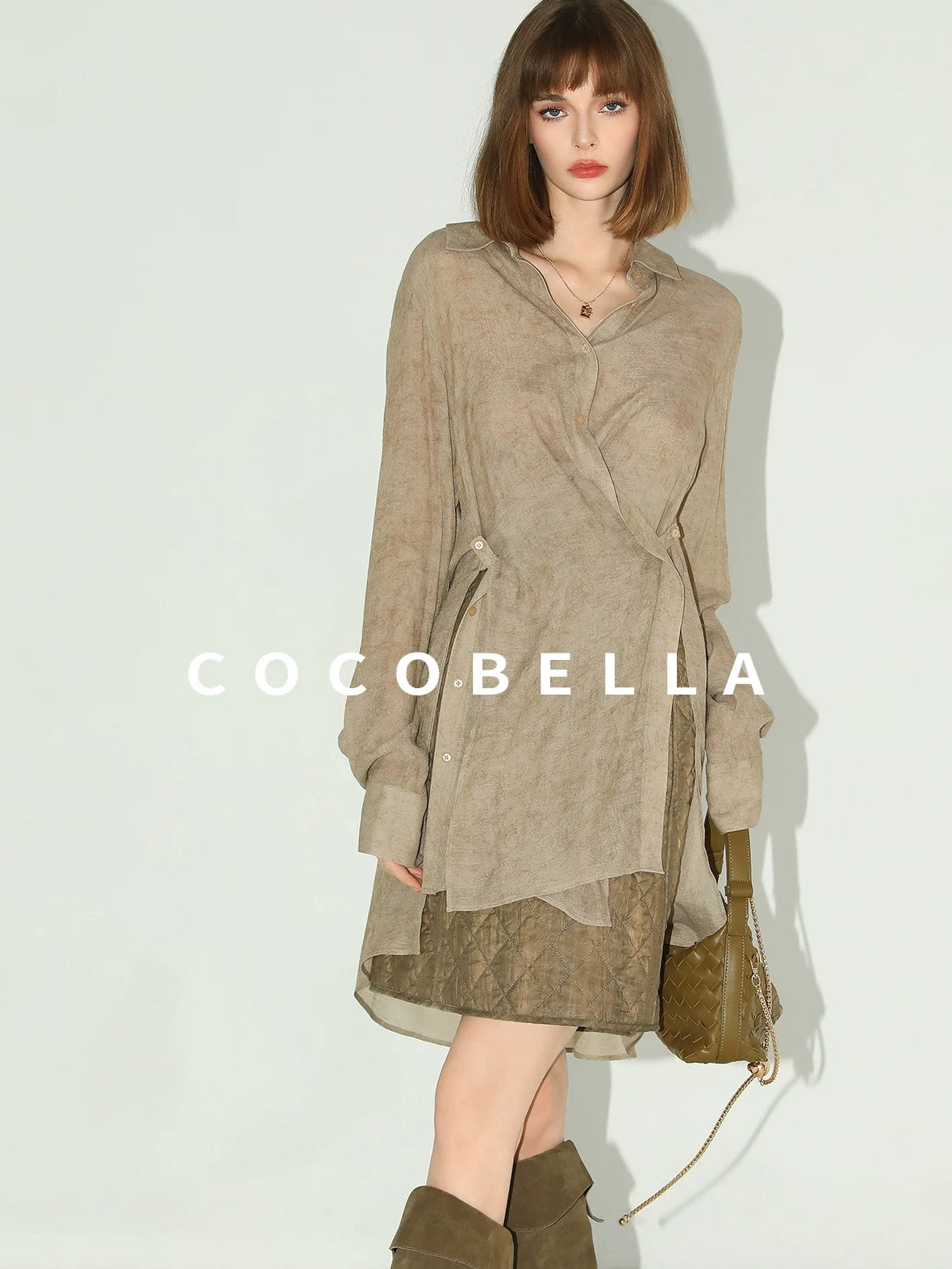 COCOBELLA Tencel Lyocell Quilted Topstitch Mid Waist Office Straight Hline Womens Skirts