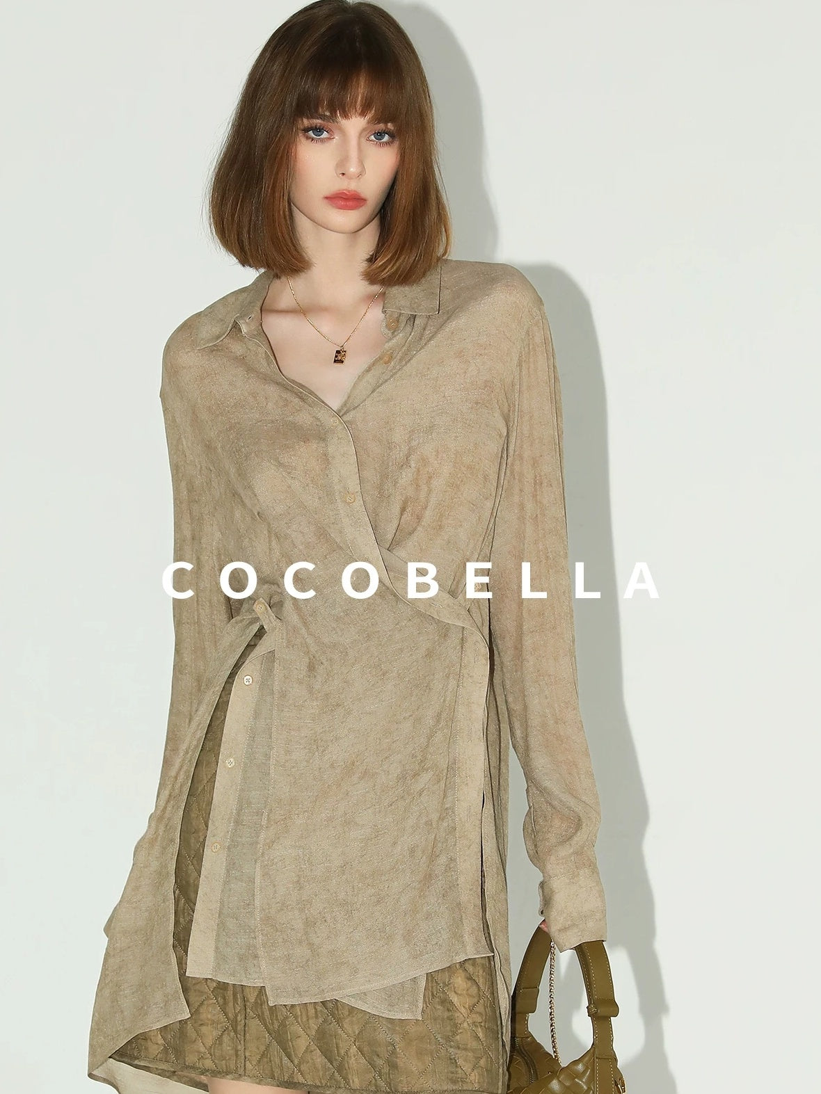 COCOBELLA Tencel Lyocell Quilted Topstitch Mid Waist Office Straight Hline Womens Skirts