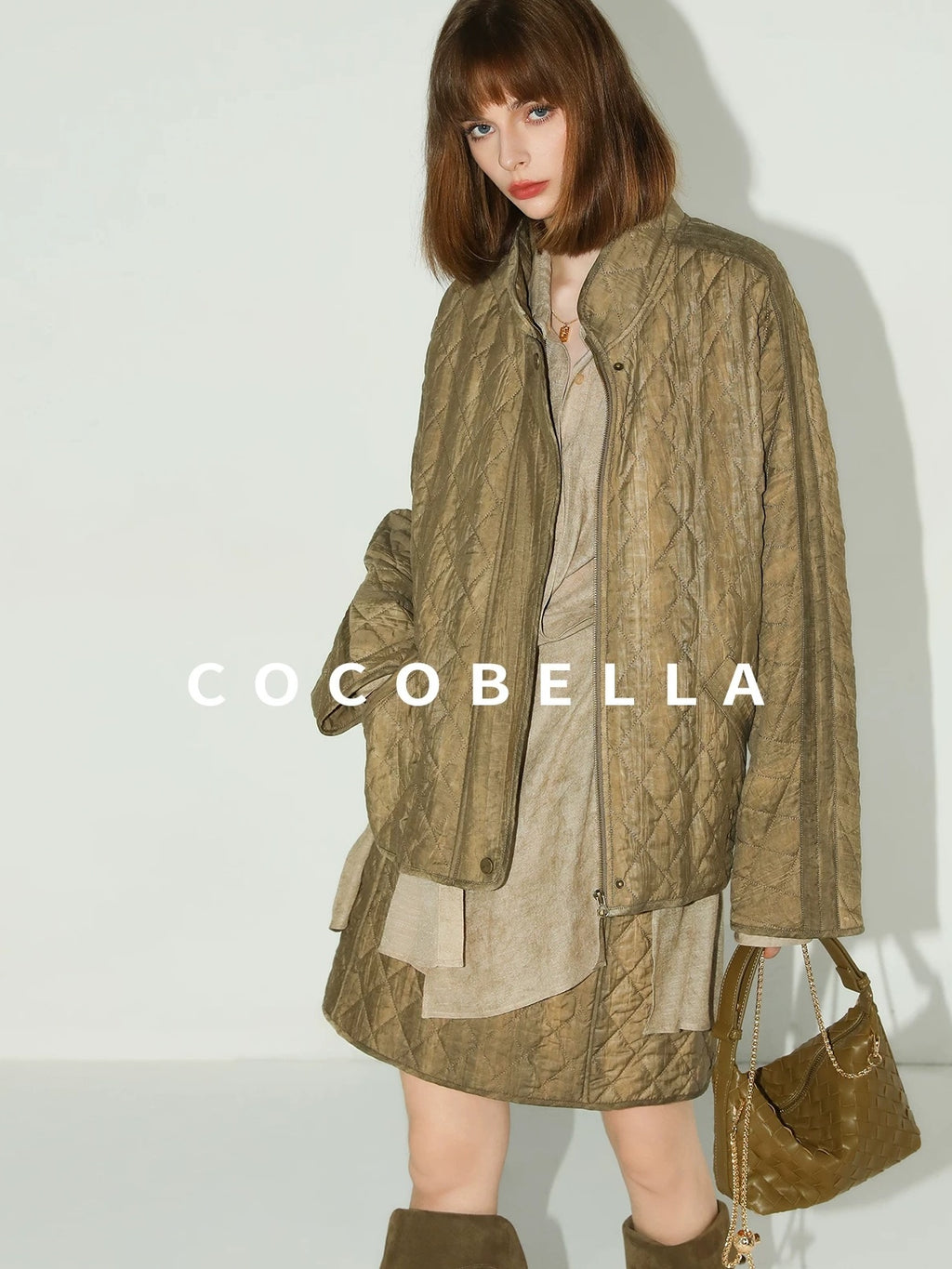 COCOBELLA Tencel Lyocell Quilted Topstitch Mid Waist Office Straight Hline Womens Skirts