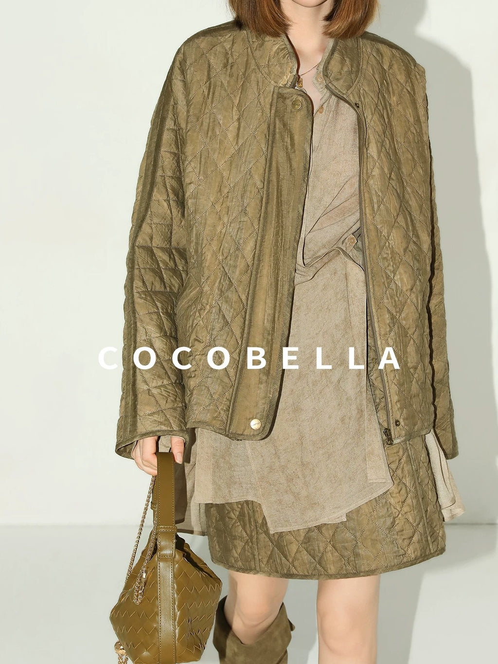 COCOBELLA Tencel Lyocell Quilted Topstitch Mid Waist Office Straight Hline Womens Skirts