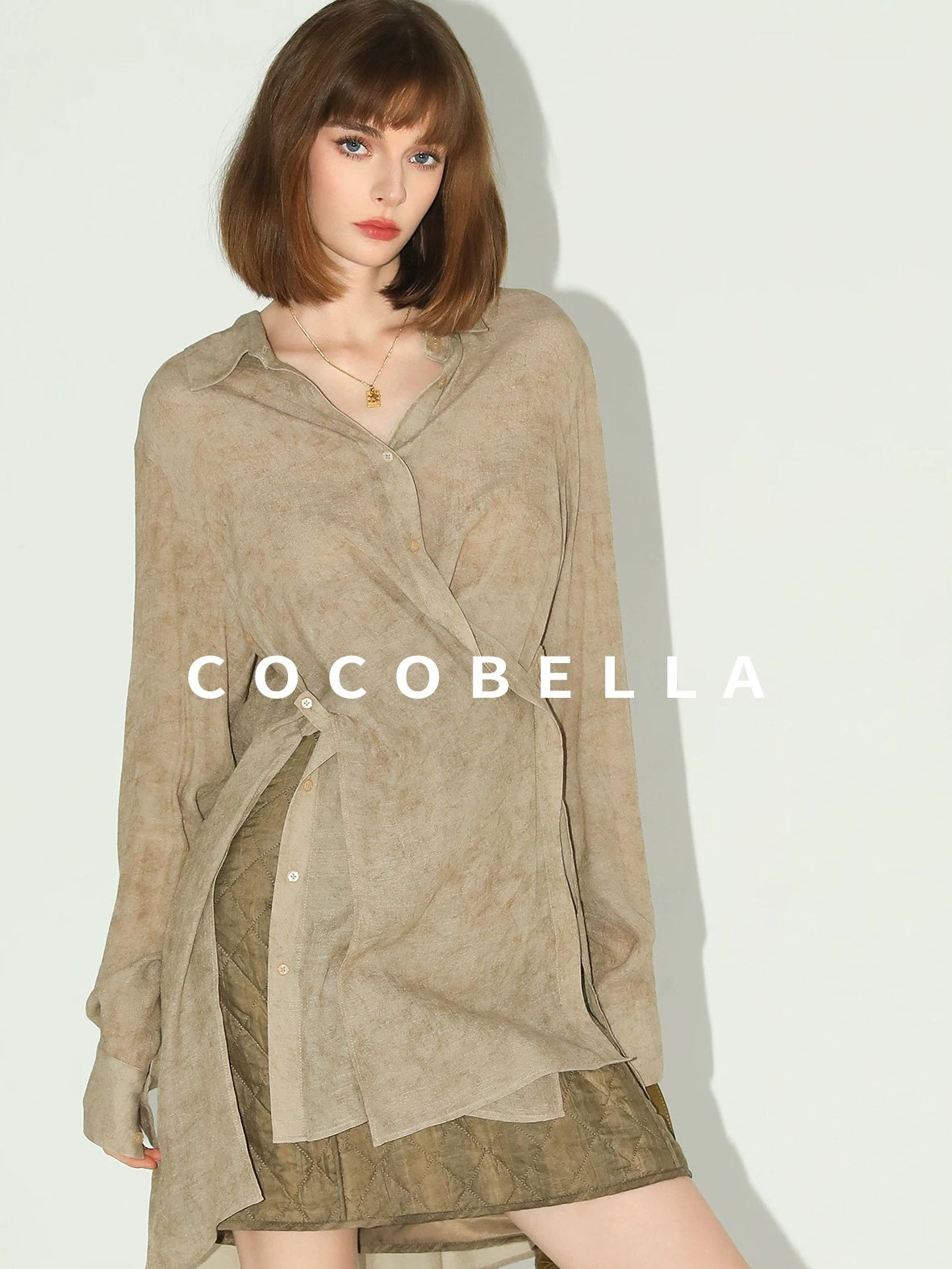 COCOBELLA Tencel Lyocell Quilted Topstitch Mid Waist Office Straight Hline Womens Skirts