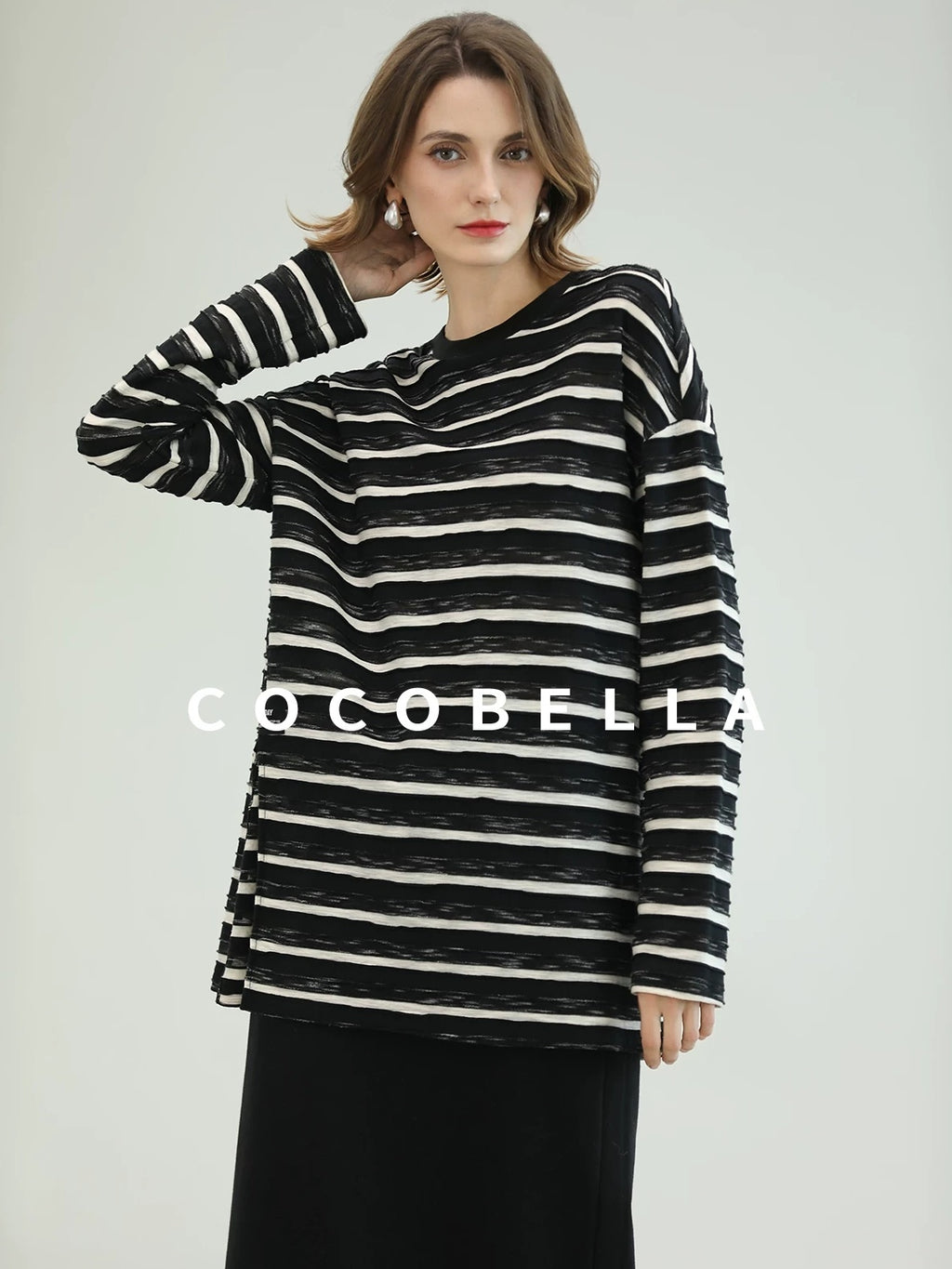 COCOBELLA Thermal Cotton Blend Zipper Mid Waist Straight Office Women Black Skirts