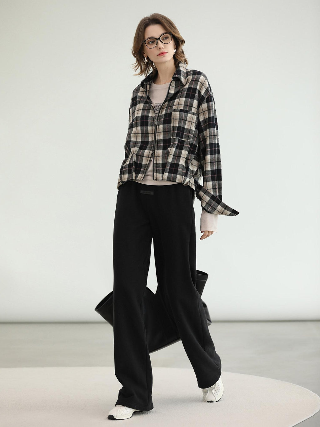 COCOBELLA Thermal High Stretch Wide Leg Natural Waist Office Women Cotton Black Pants