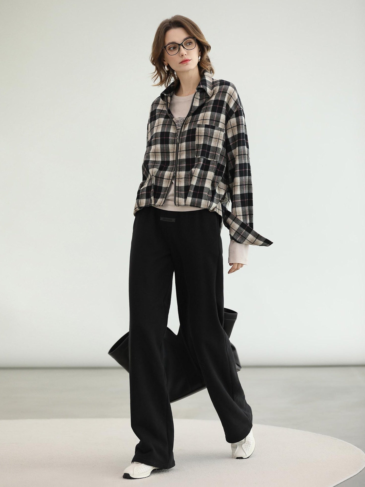 COCOBELLA Thermal High Stretch Wide Leg Natural Waist Office Women Cotton Black Pants