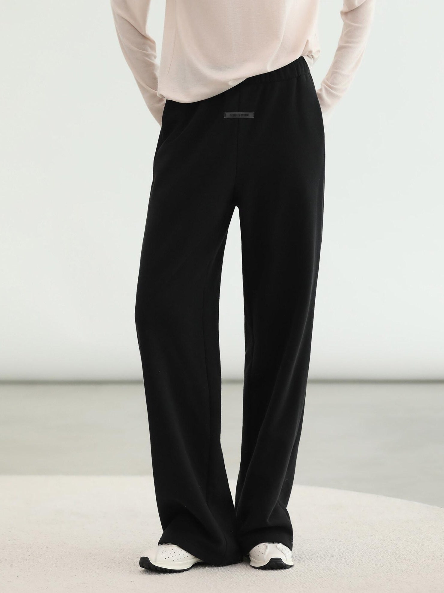 COCOBELLA Thermal High Stretch Wide Leg Natural Waist Office Women Cotton Black Pants