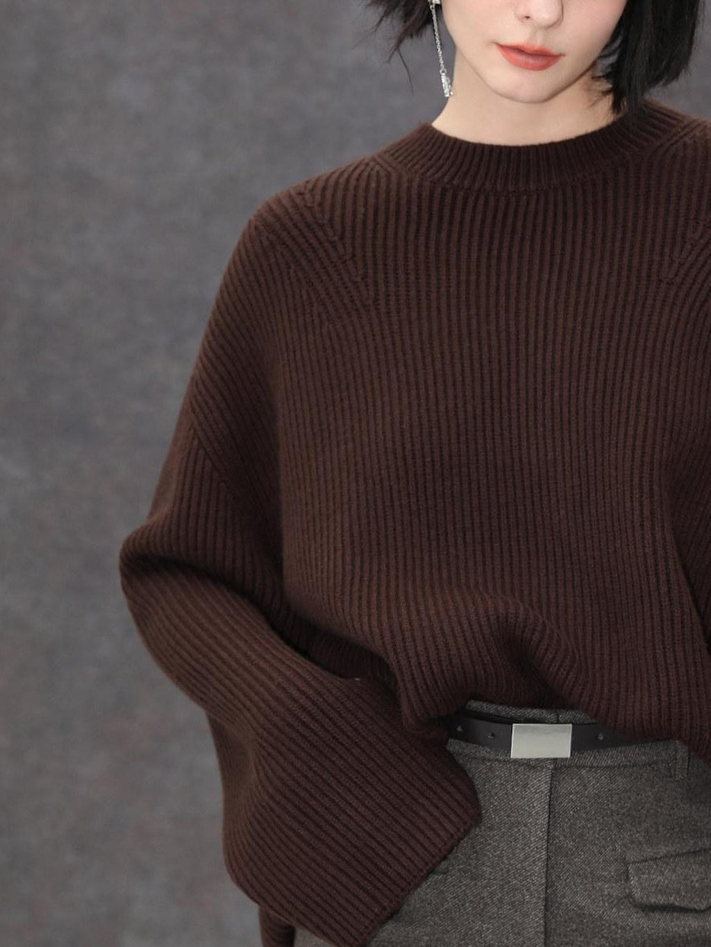 COCOBELLA Thick Acrylic Blend Textured Stitch Straight Fit Office Women Knit Sweater