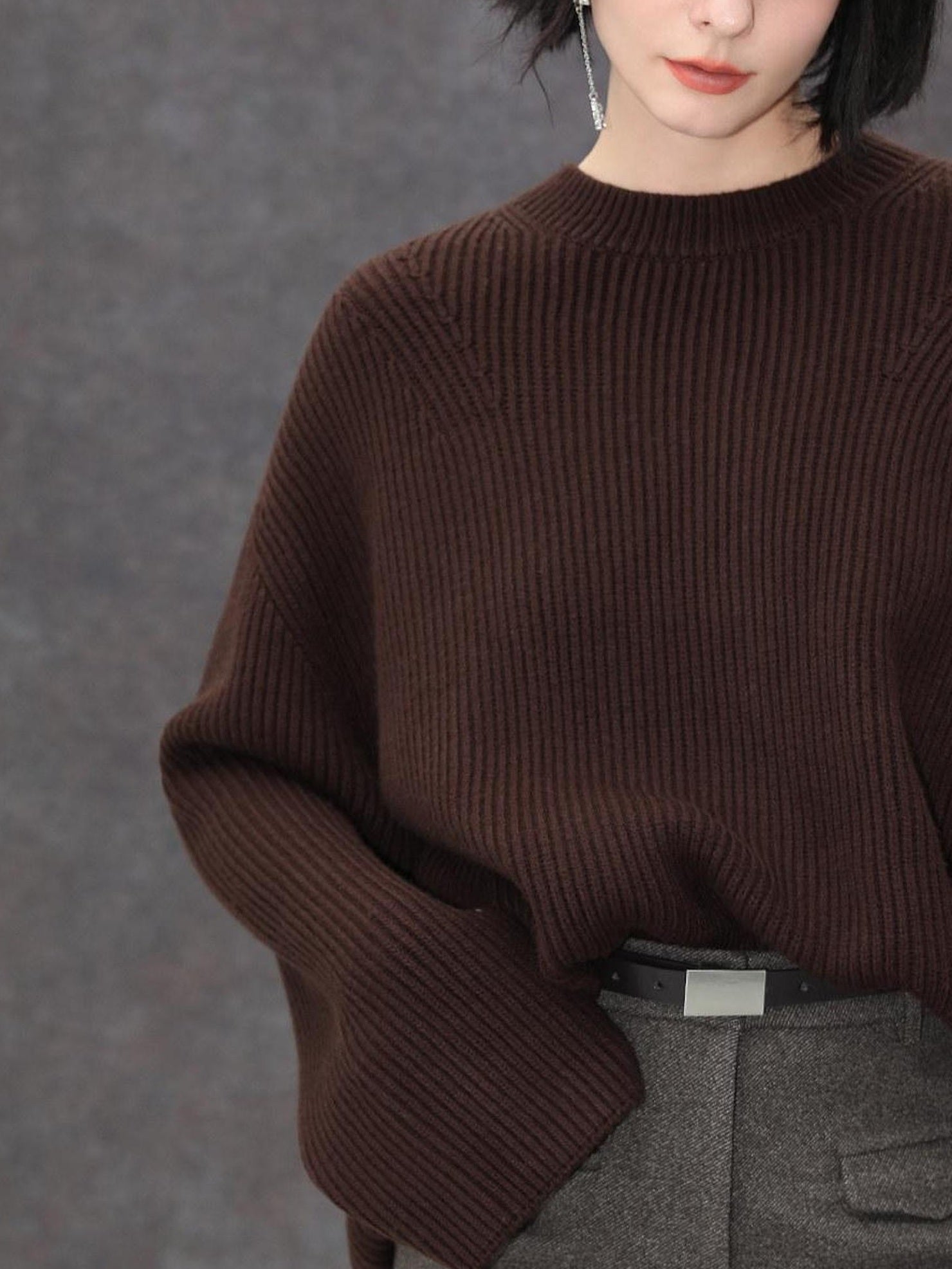 COCOBELLA Thick Acrylic Blend Textured Stitch Straight Fit Office Women Knit Sweater