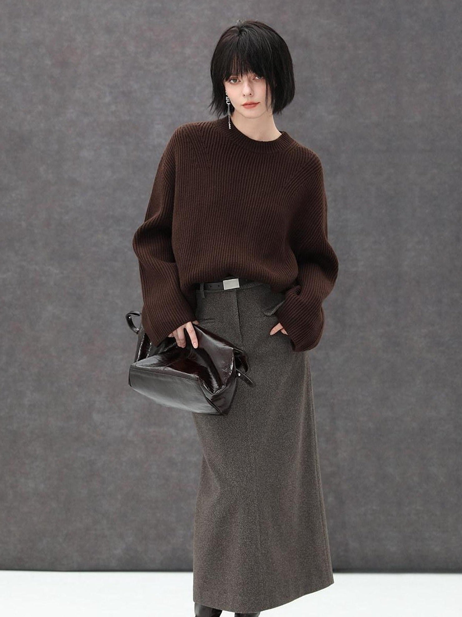 COCOBELLA Thick Acrylic Blend Textured Stitch Straight Fit Office Women Knit Sweater